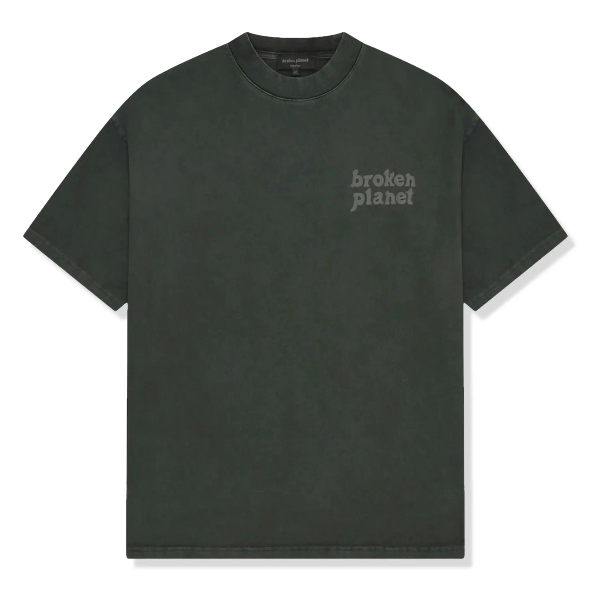 Front view of Broken Planet Basics Washed Soot Black T Shirt BP-BS-TS-W_S_BLACK