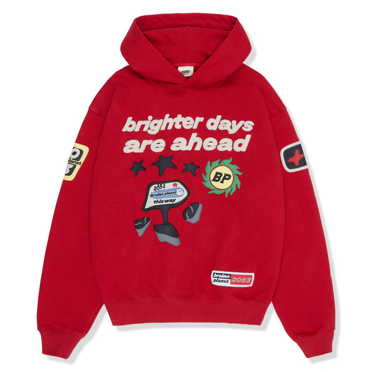 Broken Planet Brighter Days Are Ahead Ruby Red Hoodie