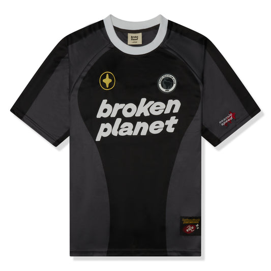 Broken Planet Cosmic Speed Football T Shirt Black Grey