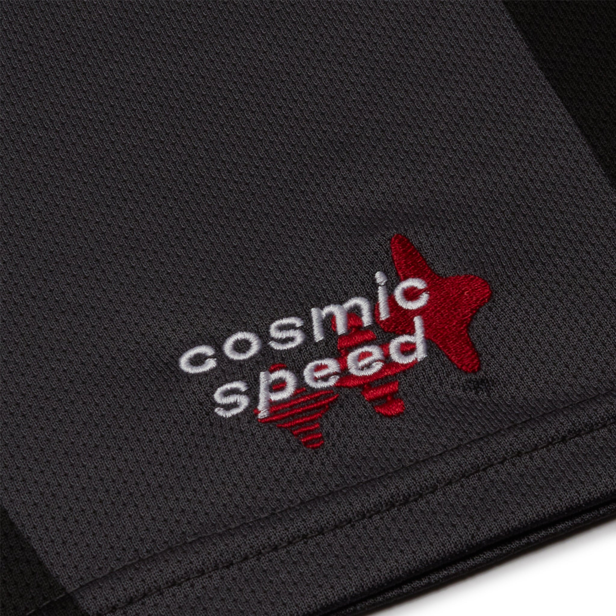 Logo view of Broken Planet Cosmic Speed Football T Shirt Black Grey BP-FT-BLACK/GRAY