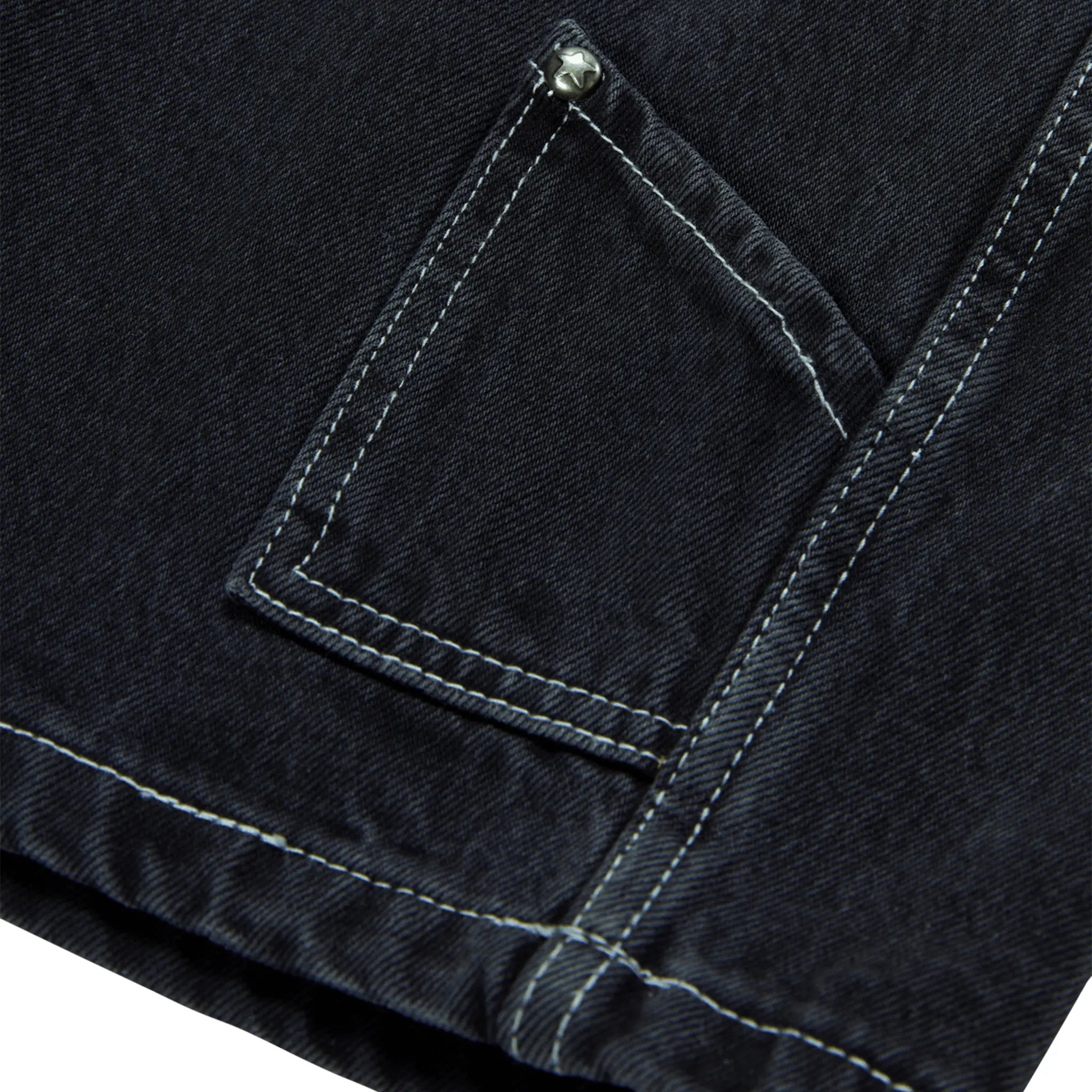 Detail view of Broken Planet Denim Washed Black Shorts