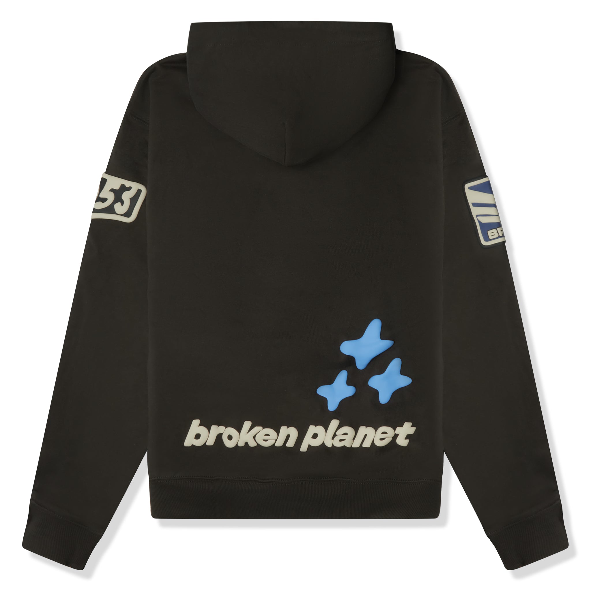 Back view of Broken Planet Escape To The Future Soot Black Hoodie