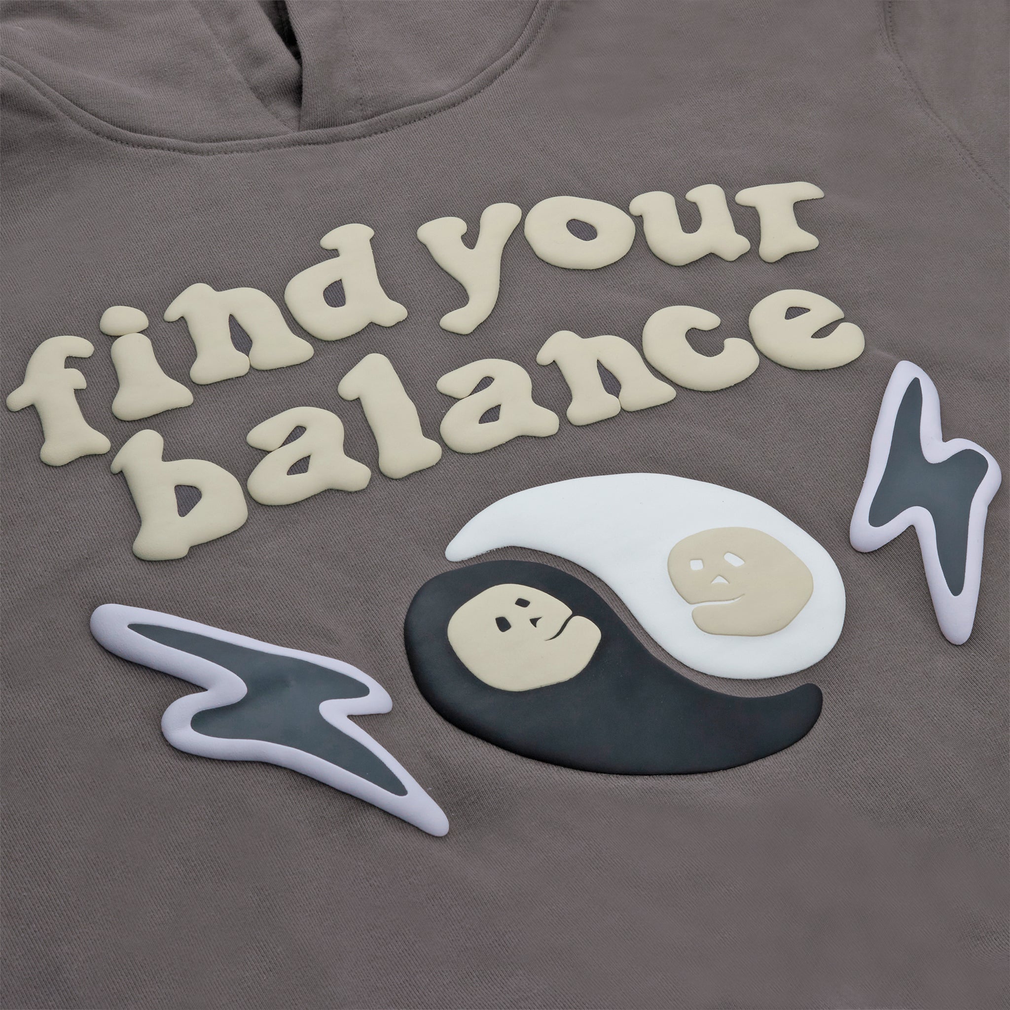 Logo view of Broken Planet Find Your Balance Ash Grey Hoodie