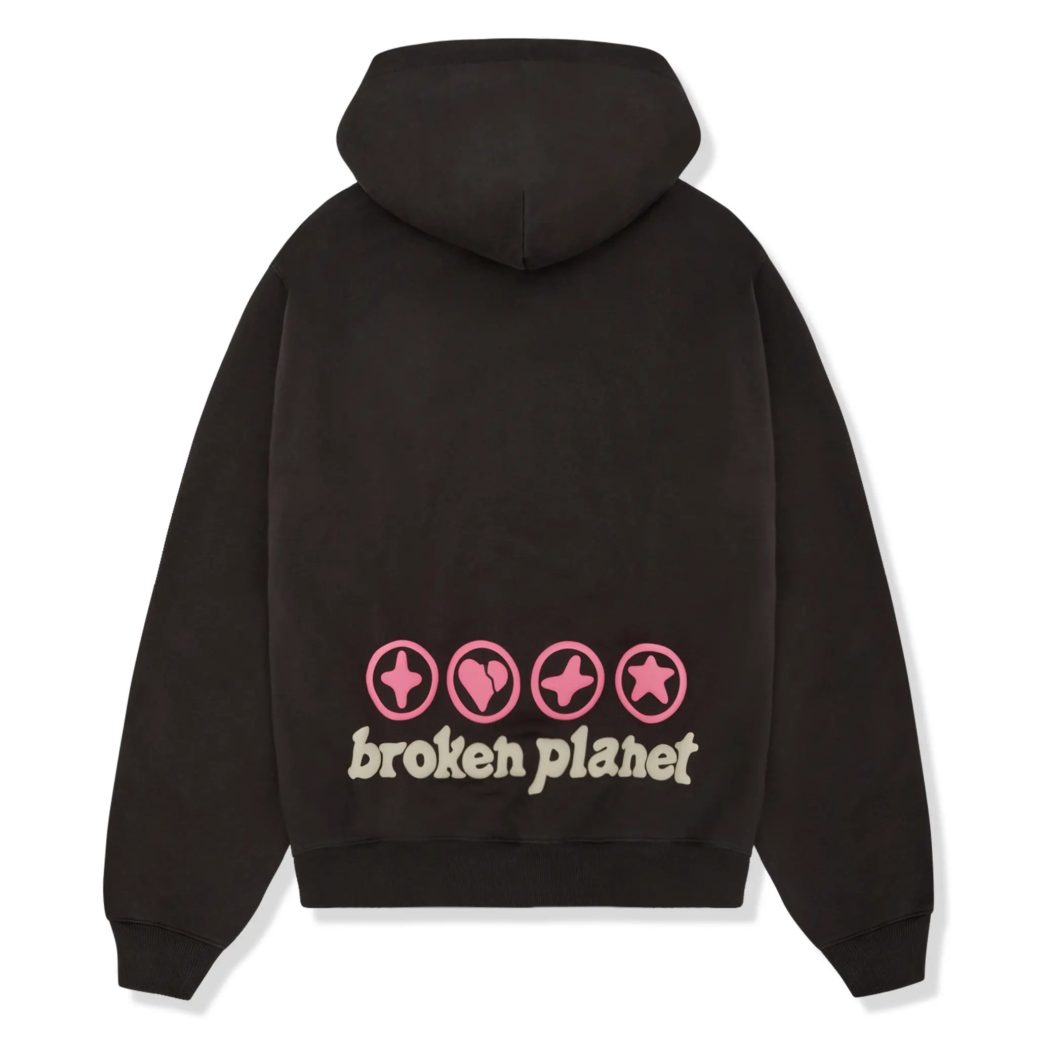 Back view of Broken Planet Hearts Are Made To Be Broken Soot Black Hoodie