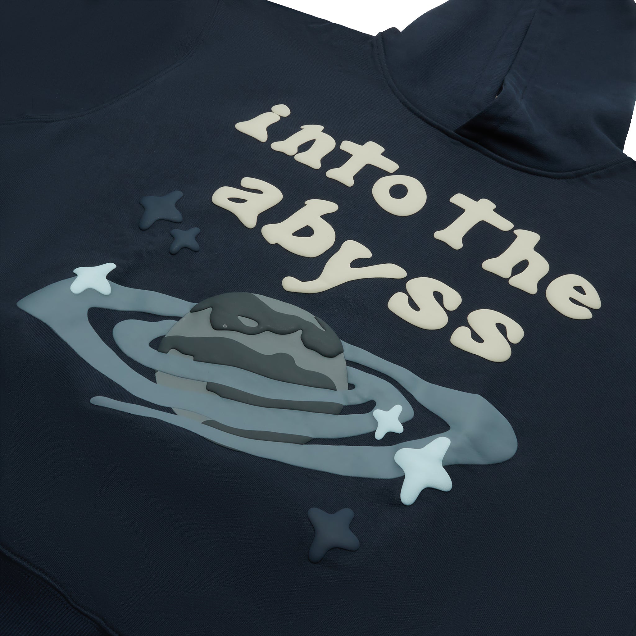 Logo view of Broken Planet Into The Abyss Outer Space Blue Hoodie BP-ITA-HD-OUTER_SPACE_BLUE