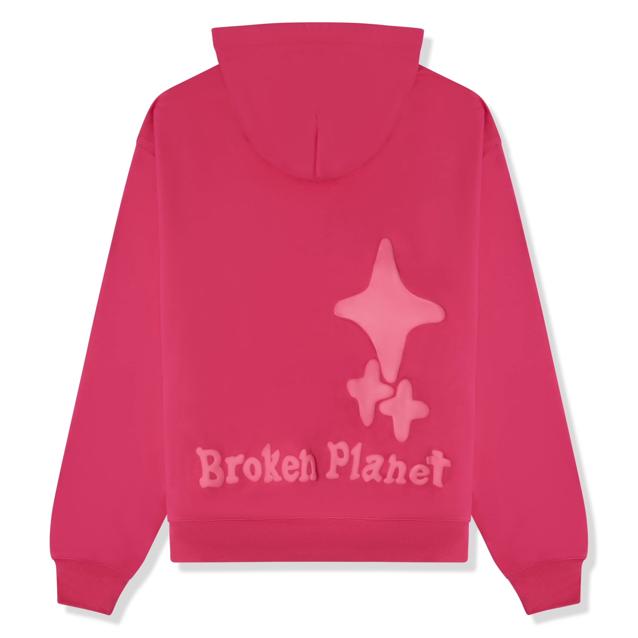 Back view of Broken Planet Monochrome Fuchsia Pink Hoodie