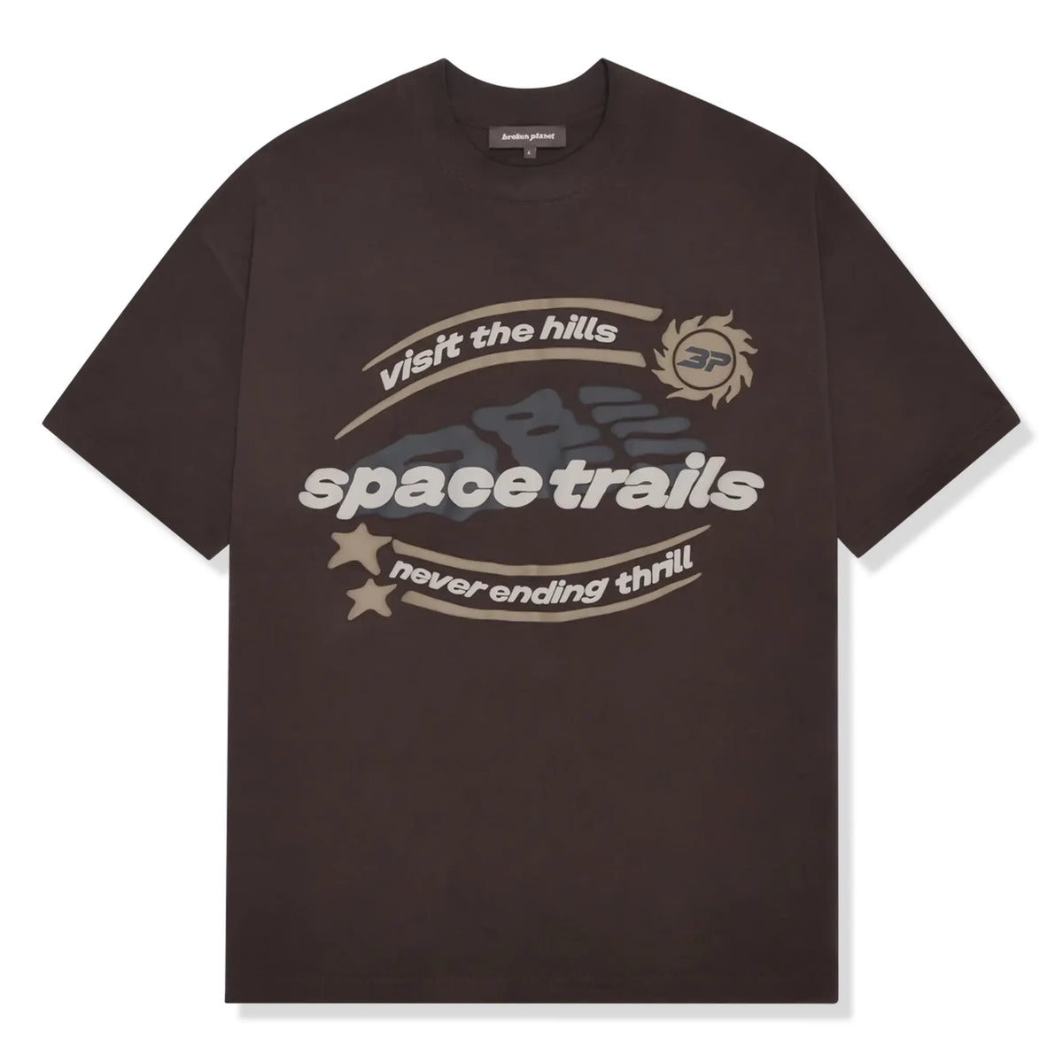 M_BROWN - Broken Planet Space Trails Mocha Brown T Shirt &vert; BP - ST -  Zip through front to vest and jacket layers - S - TS