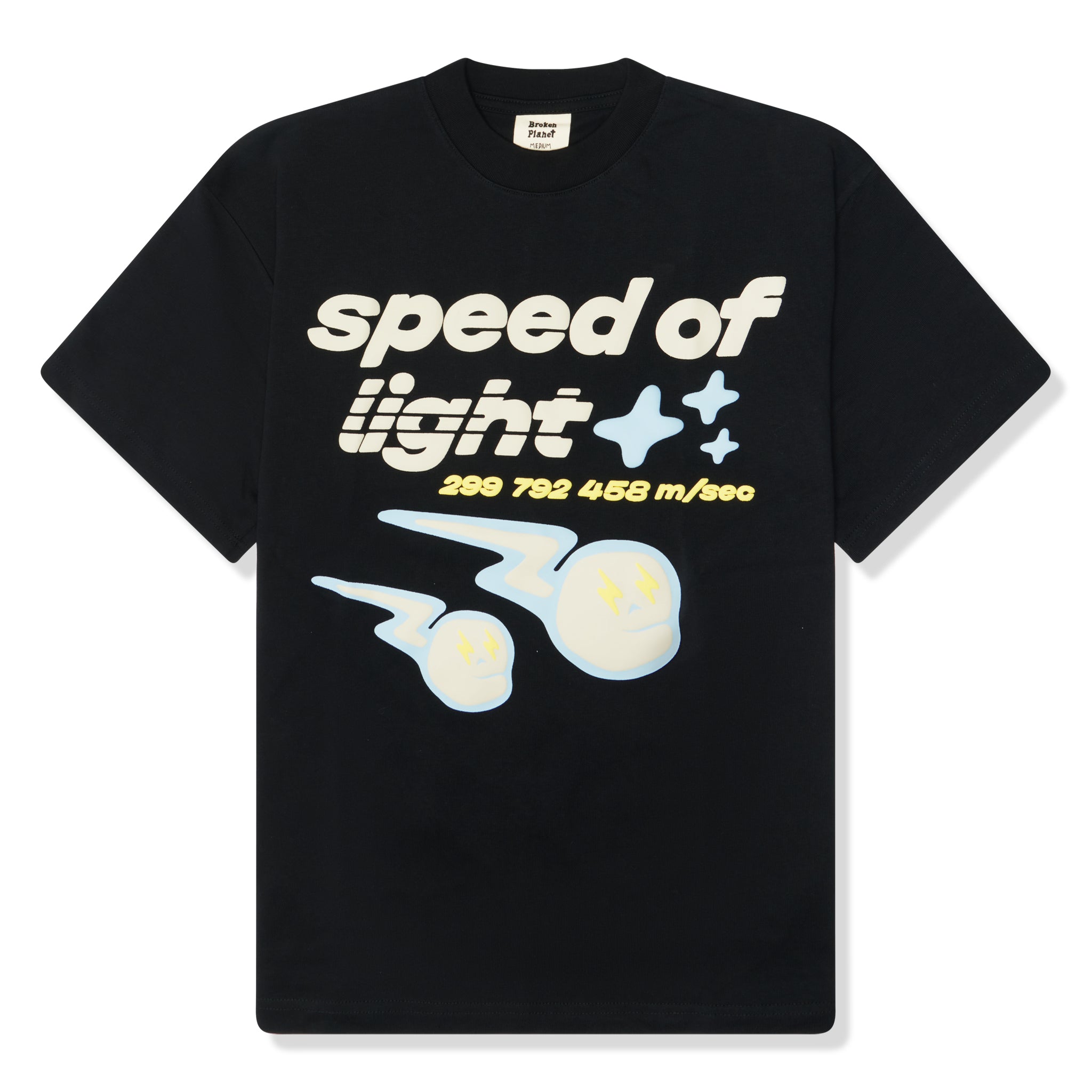 front view of Broken Planet Speed of Light T Shirt Midnight Black BP-SOL-TS-M_BLACK
