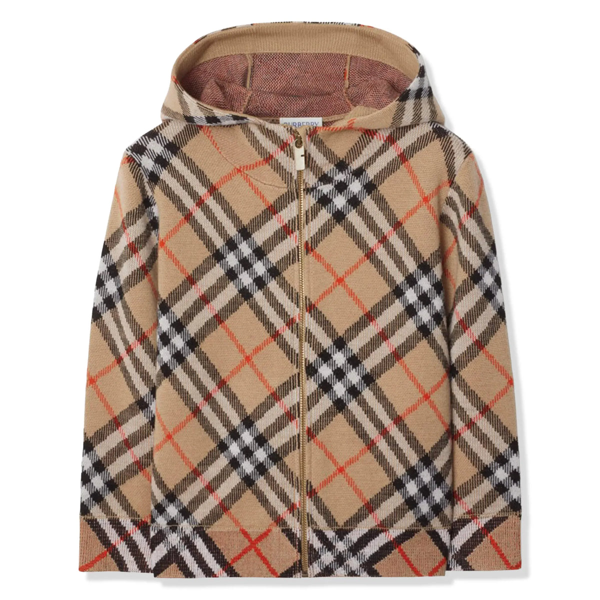 Burberry Boys Jimmy Check Zip-Up Beige Hoodie | BURA5004107220