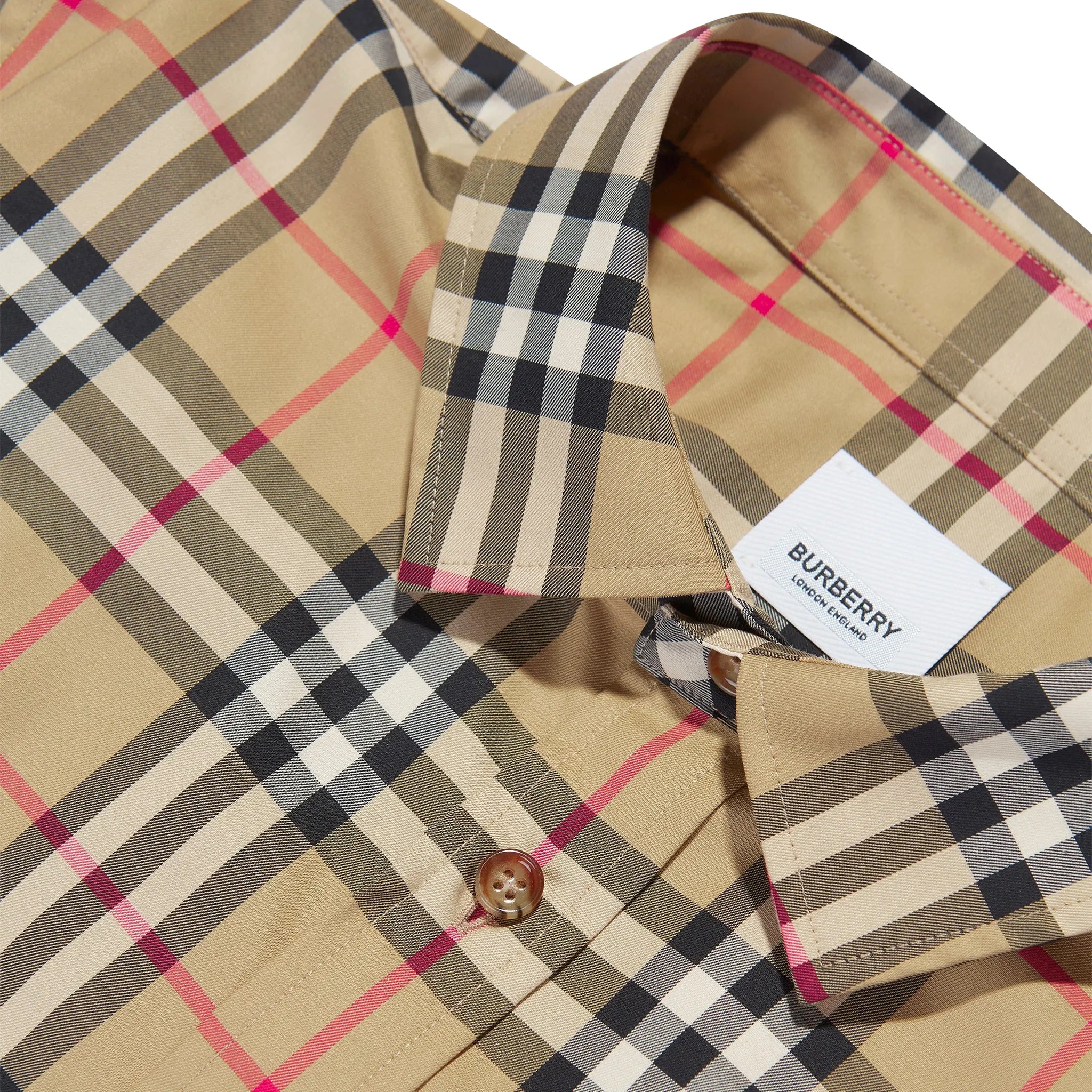 Detailed View of Burberry Boys Owen Check L/S Beige Shirt BURS3184112220