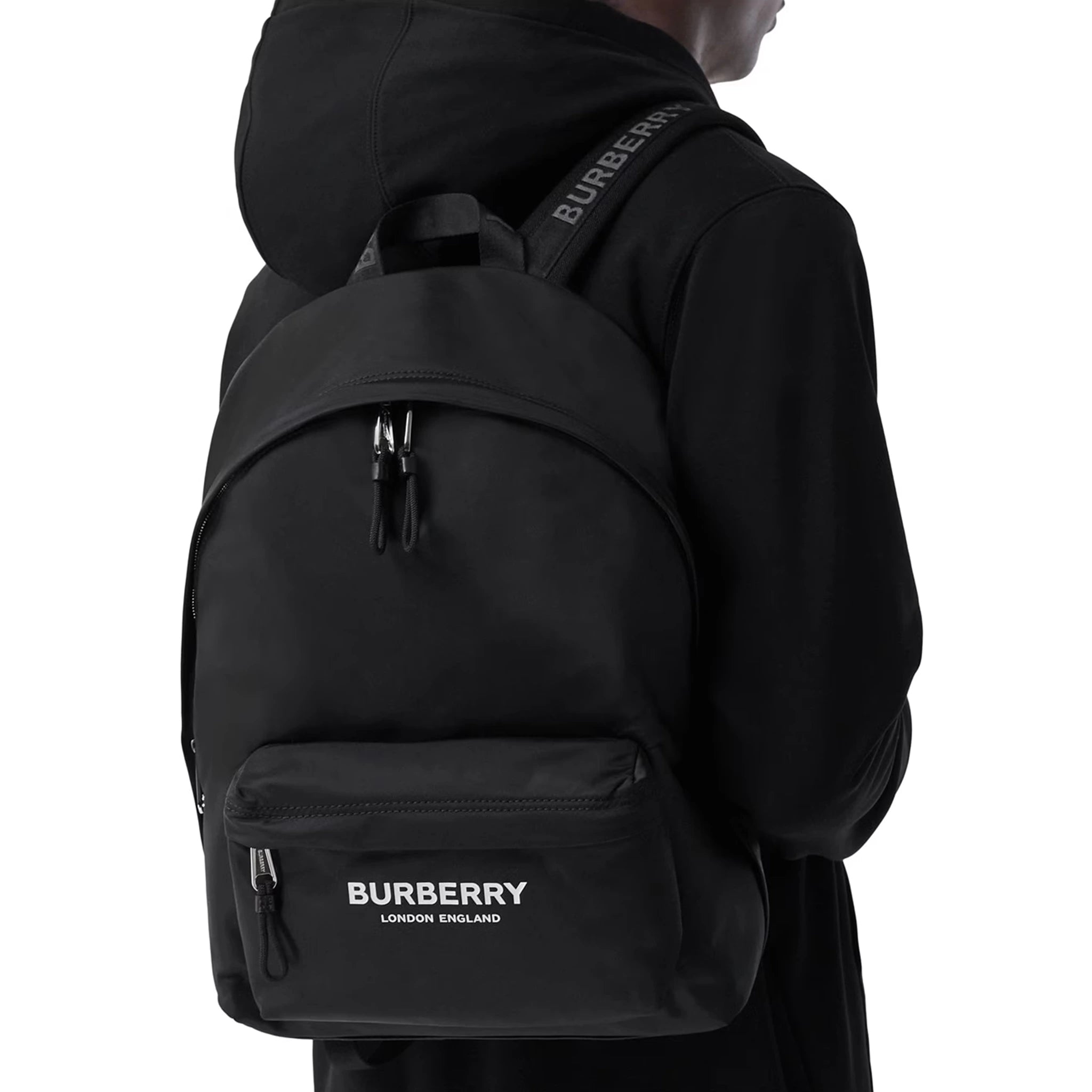 Model Front view of Burberry Jett Black Backpack 80634951