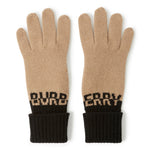 Burberry Logo Intarsia Two-Tone Cashmere Beige Black Gloves
