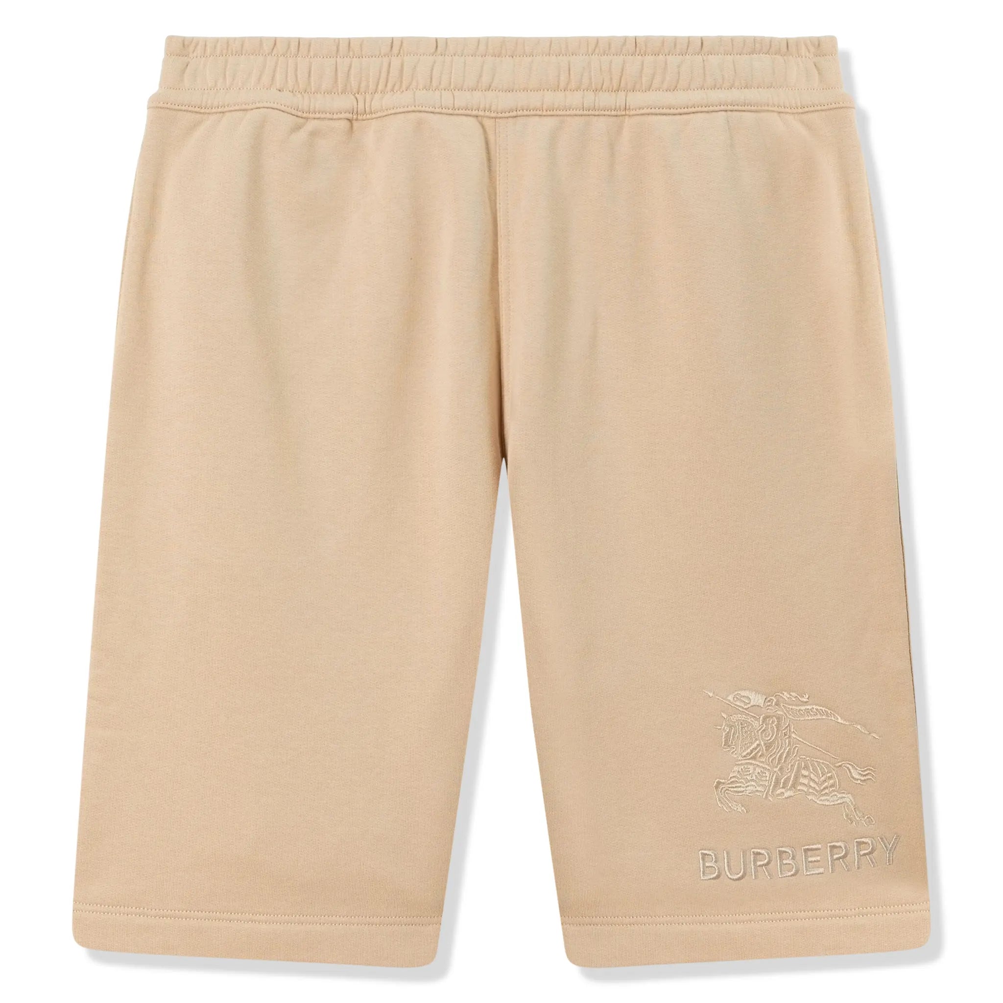 Front view of Burberry Taylor EKD Cotton Logo Soft Fawn Shorts P80727471