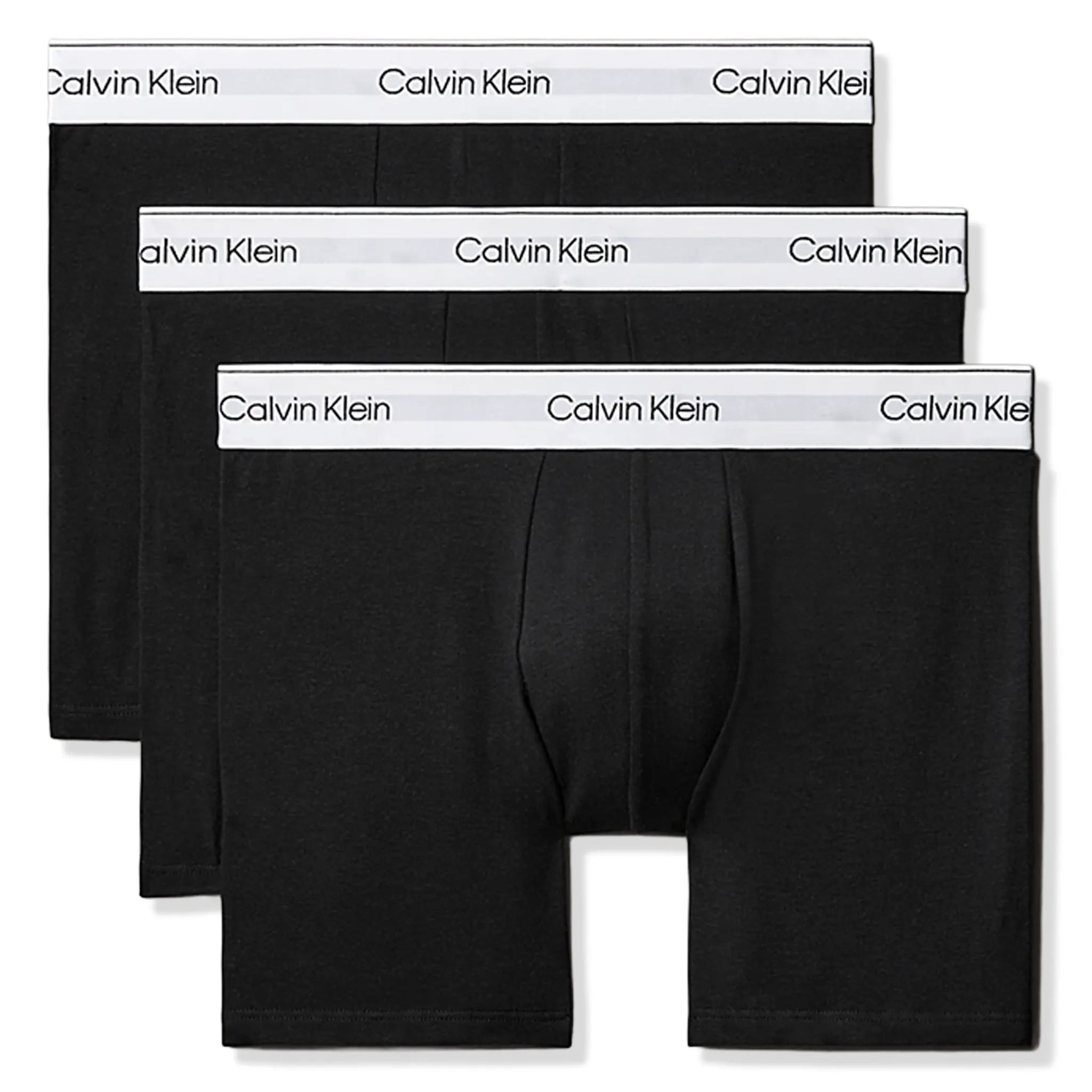 Front View of Calvin Klein Black Boxer Briefs Three Pack