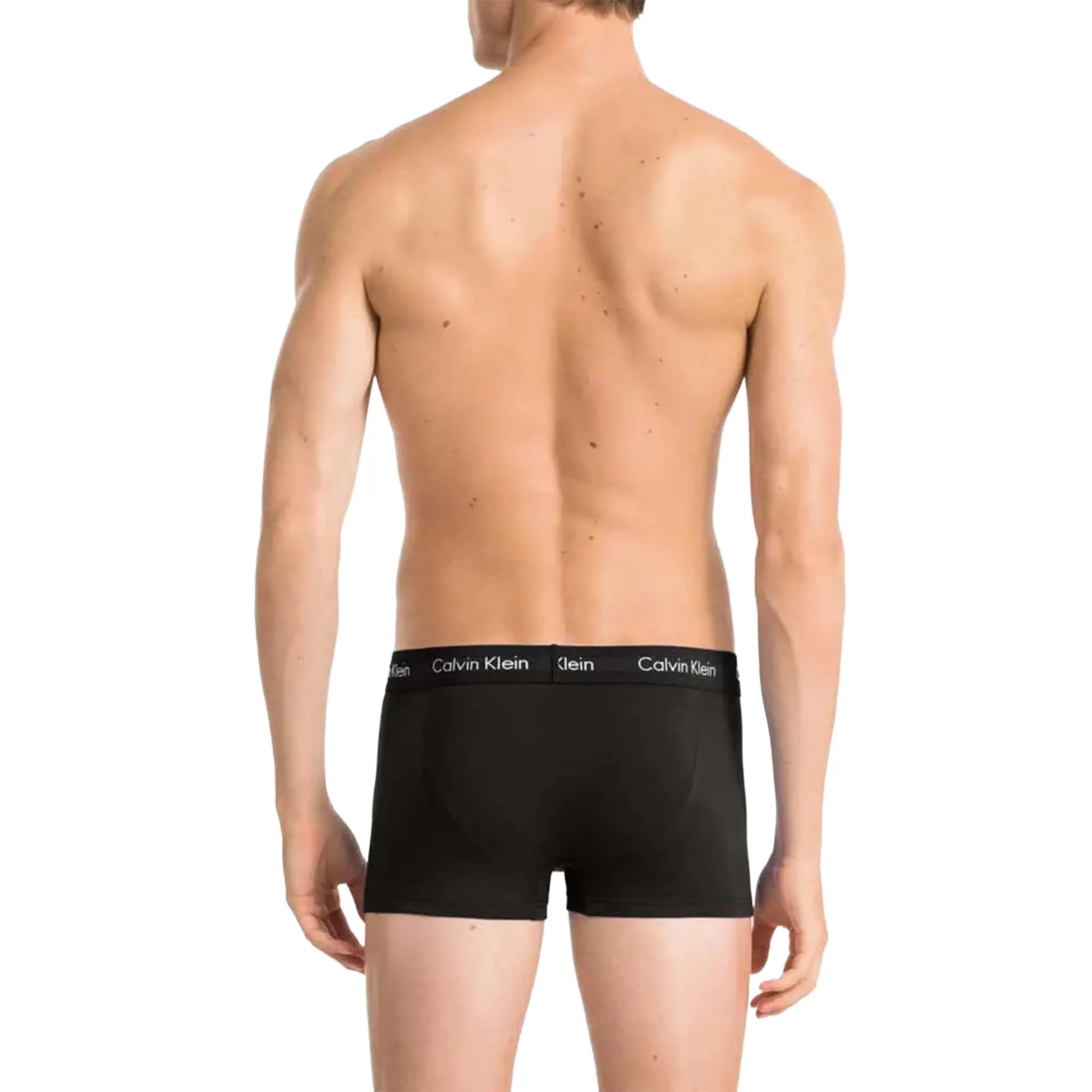 Back View of Calvin Klein Cotton Stretch Black Boxer Shorts Three Pack