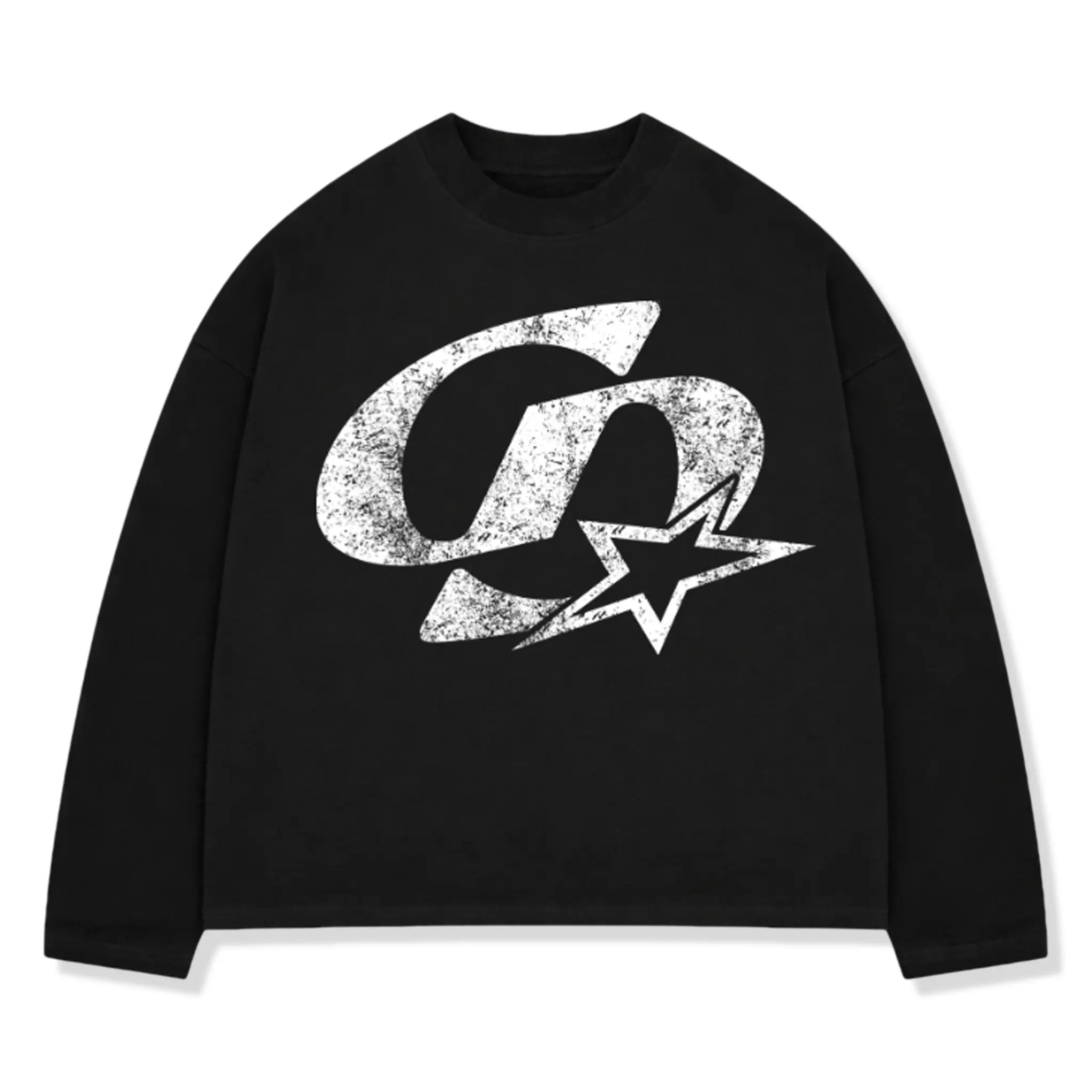 Front View of Cardair CD Star L/S Black T-Shirt