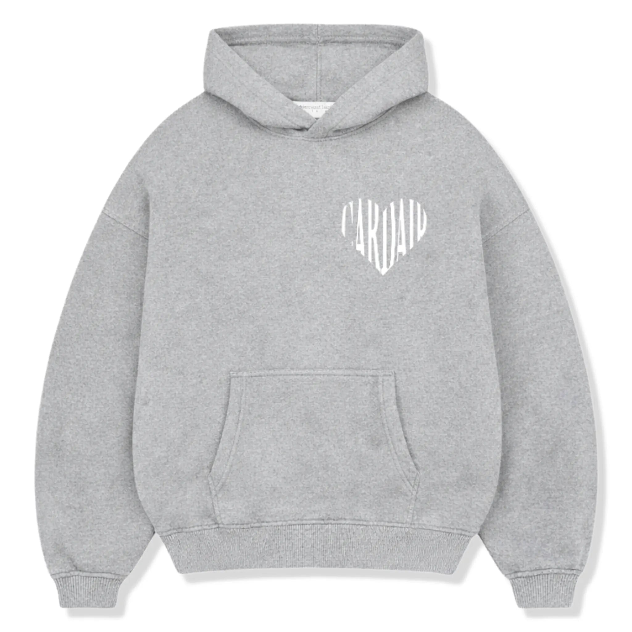 Front View of Cardair Embroidered Heart Grey Hoodie