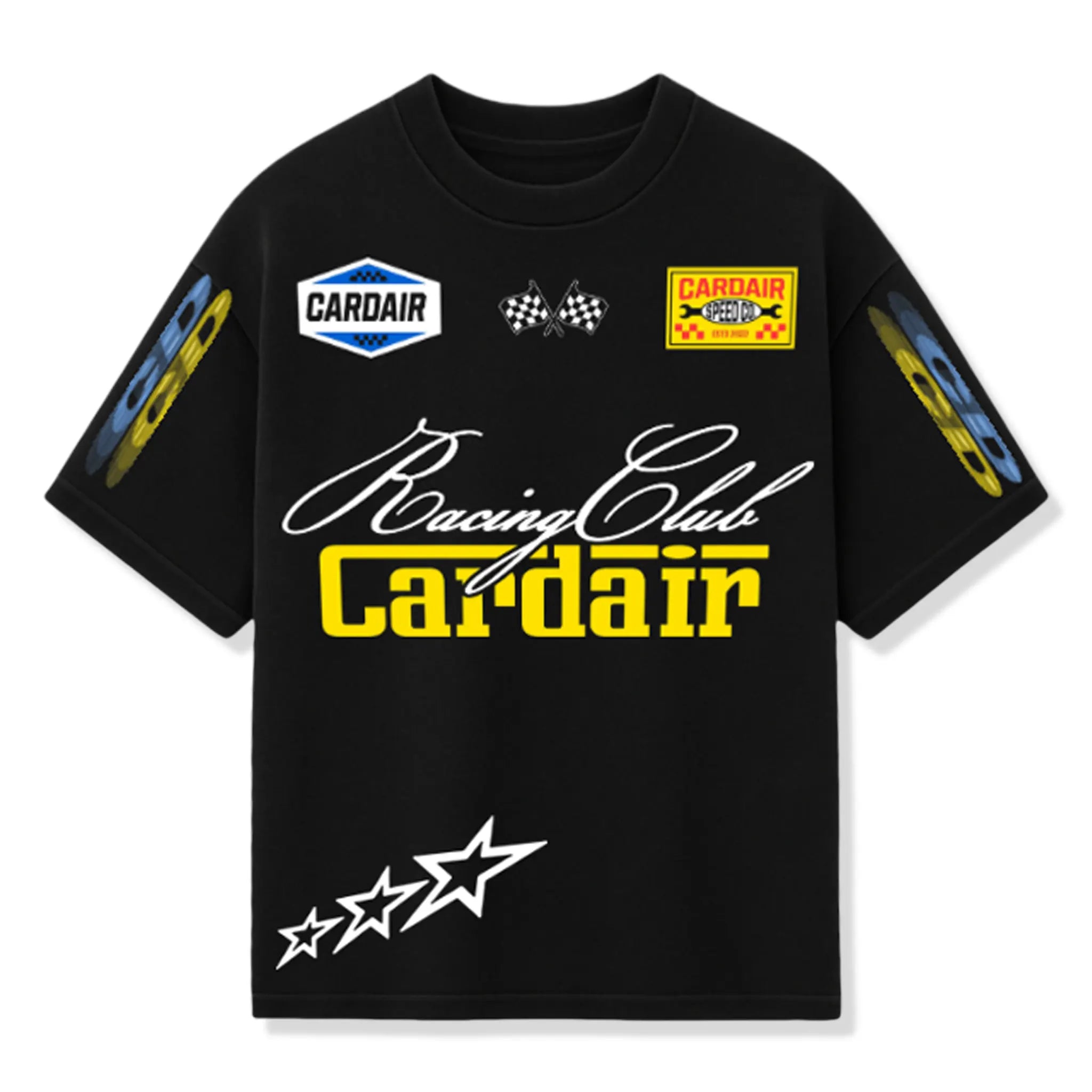 Front View of Cardair Racing Club Black T-Shirt