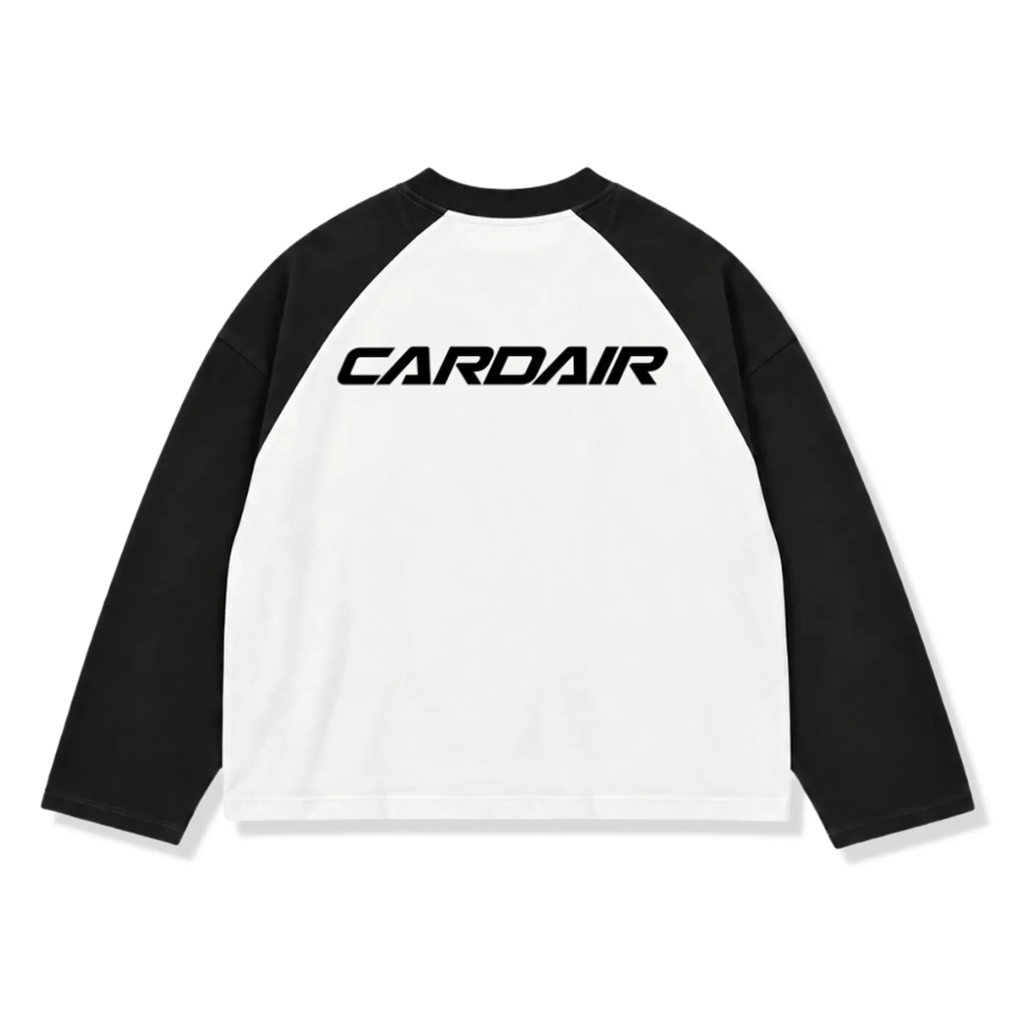 Back View of Cardair Studio White Black L/S T-Shirt
