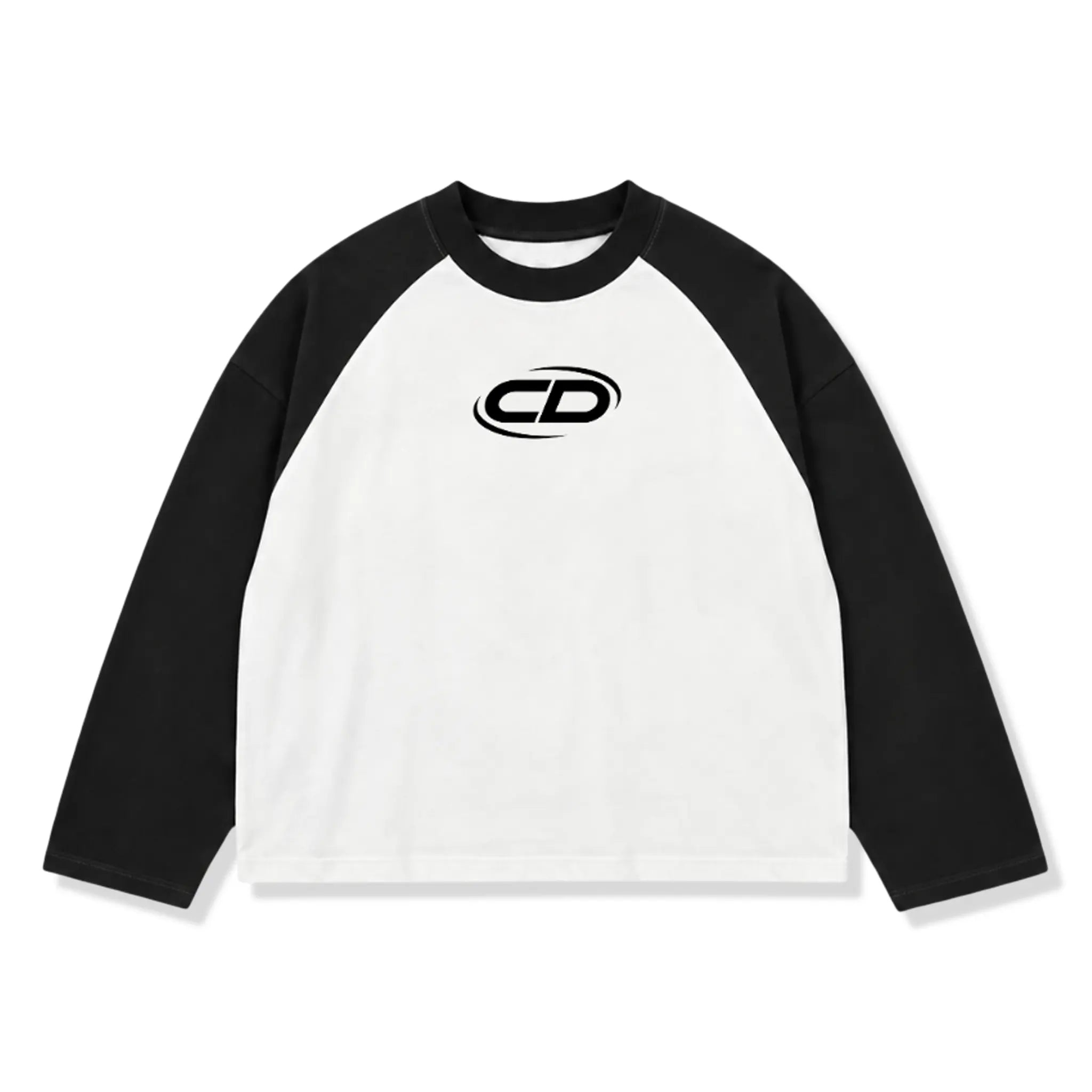 Front View of Cardair Studio White Black L/S T-Shirt