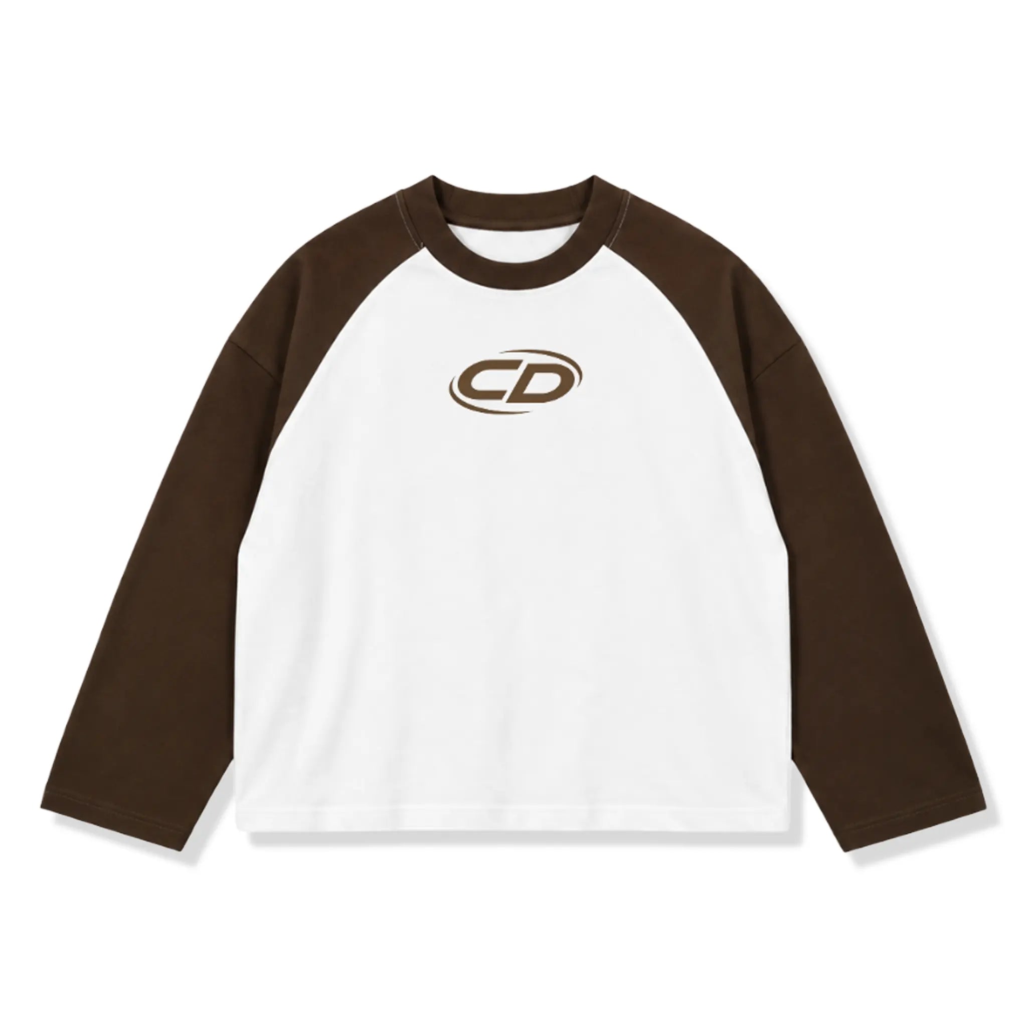 Front View of Cardair Studio White Brown L/S T-Shirt