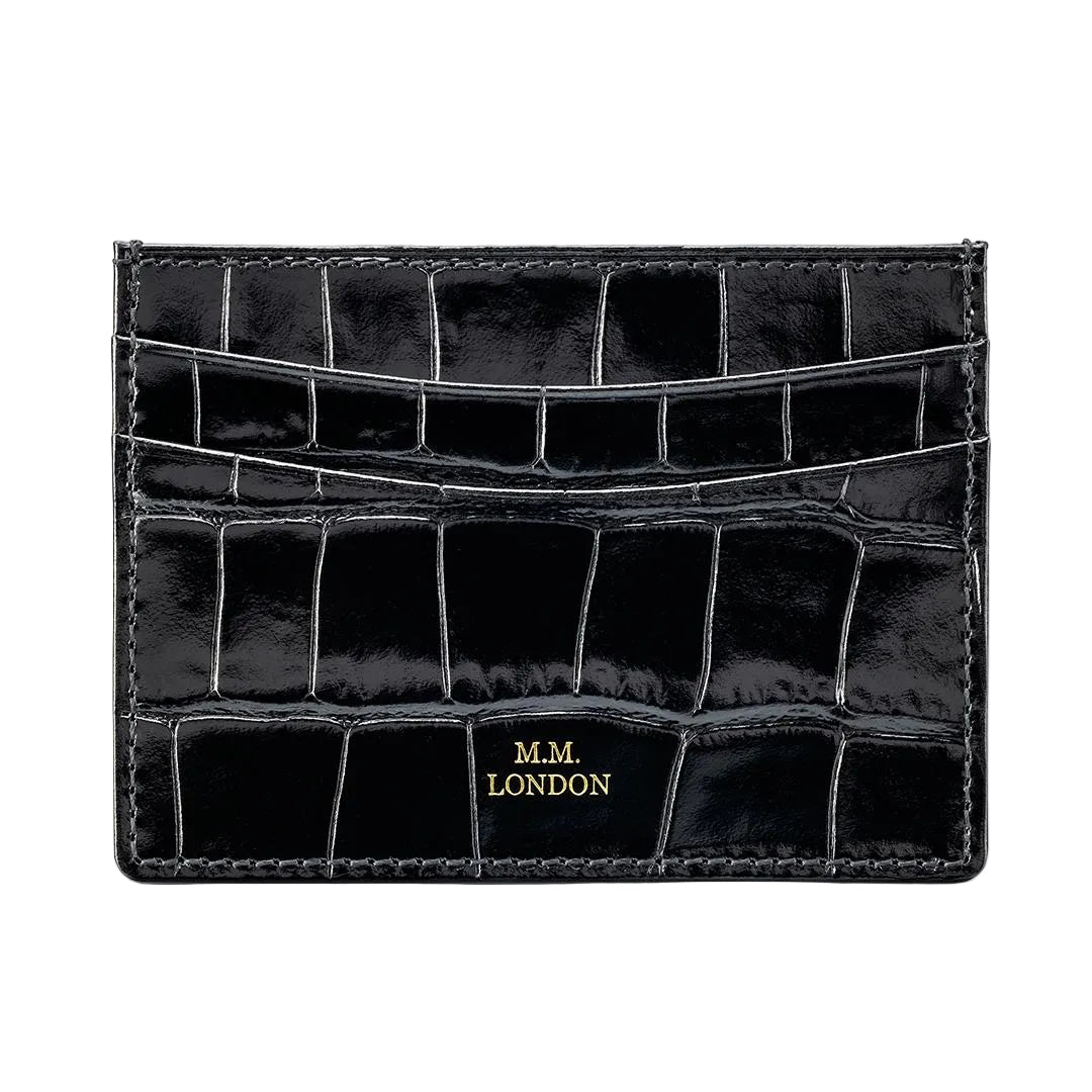 MM London Slim Crocodile Black Card Holder