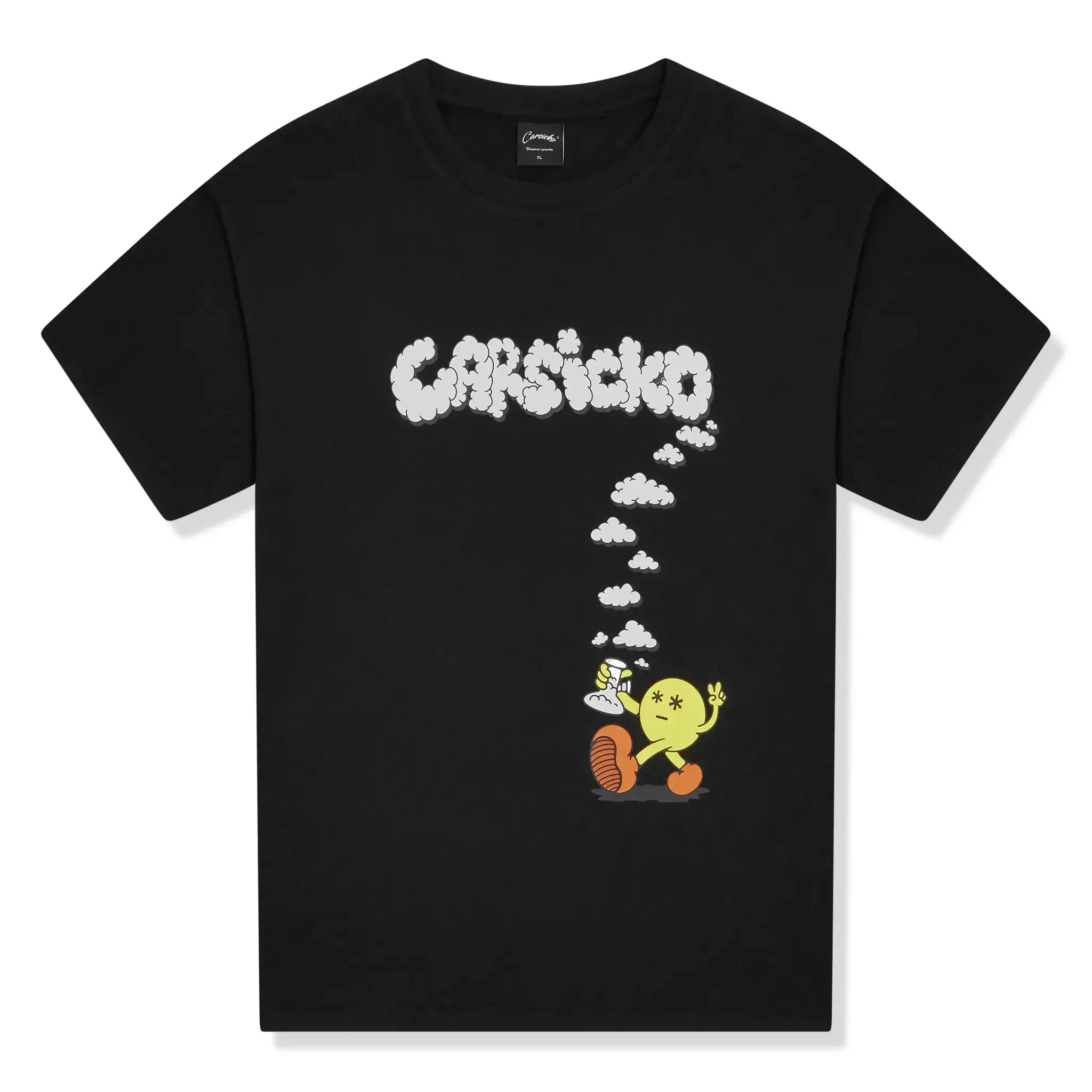 Front view of Carsicko Puffin C Black T Shirt