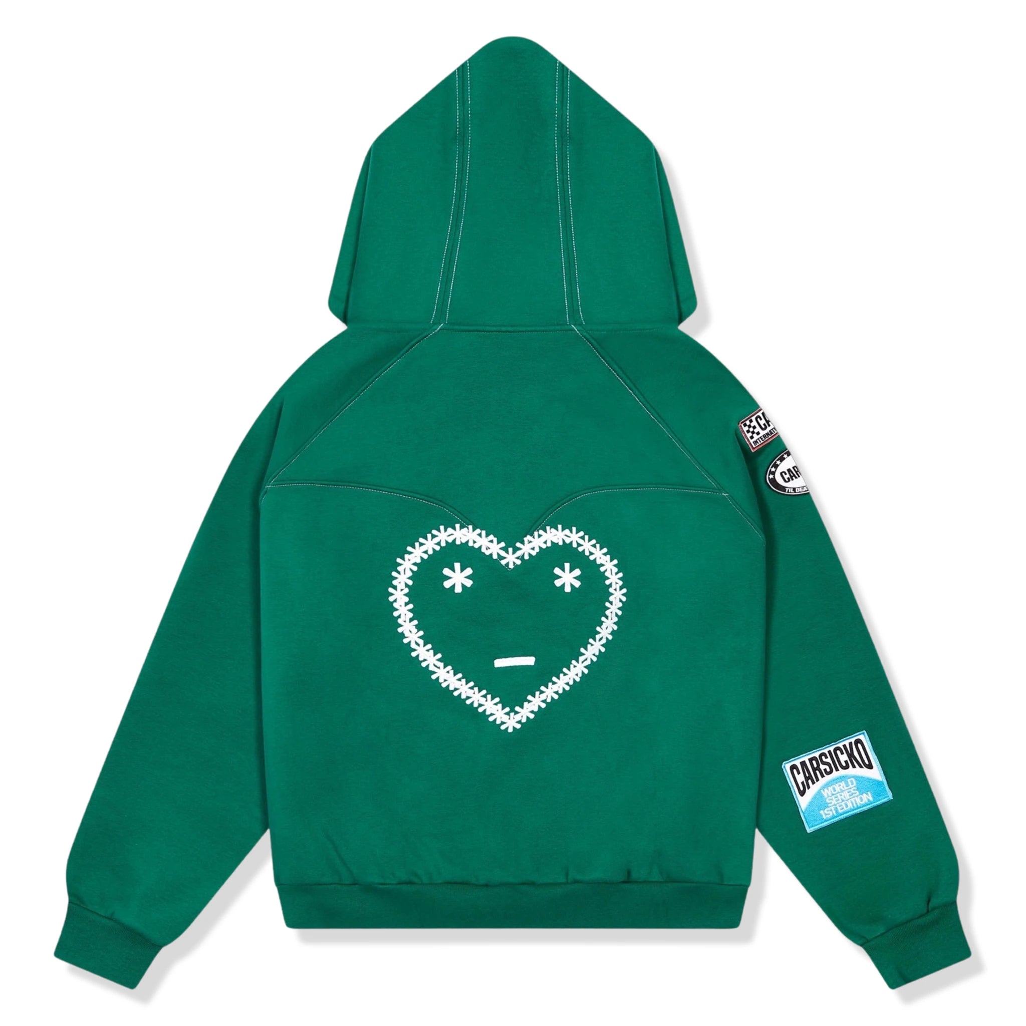 Back view of Carsicko Racing Club Green Hoodie