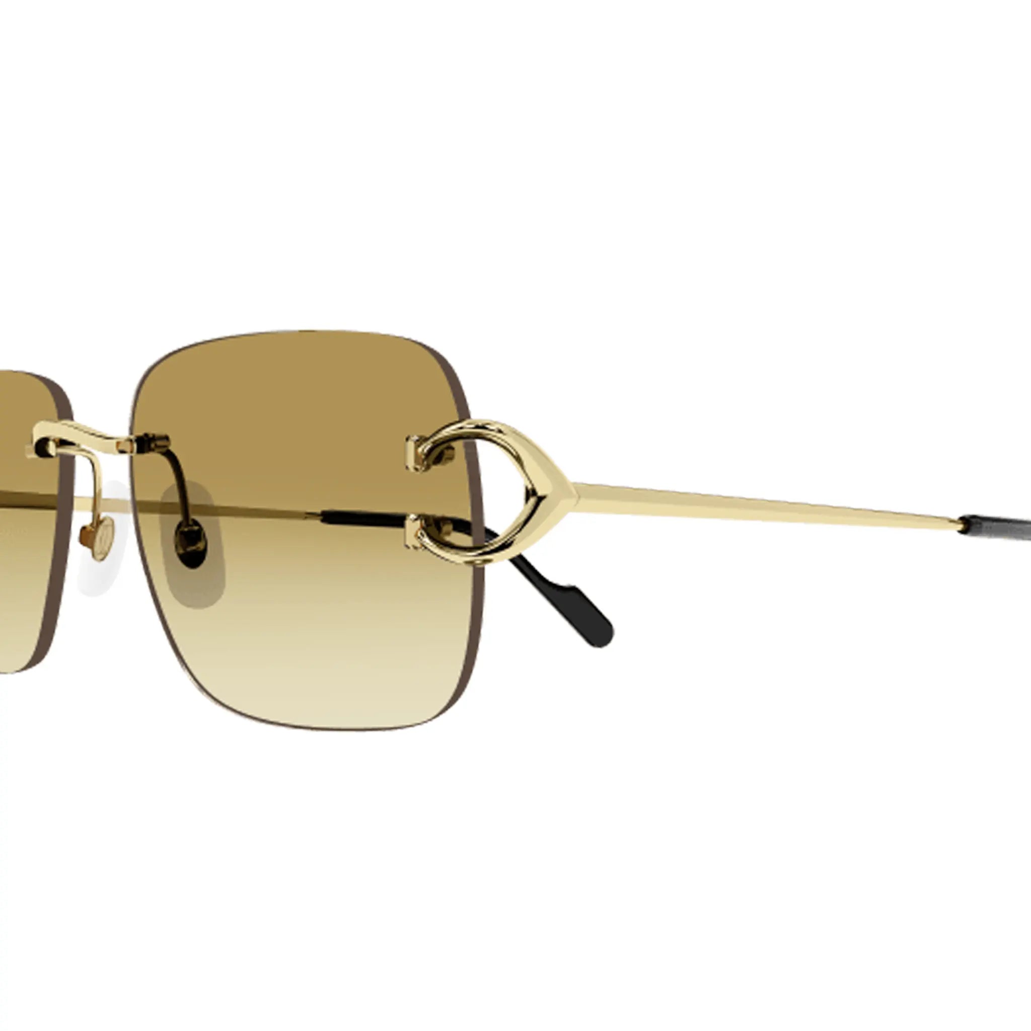 Detailed View of Cartier Eyewear CT0330S-003 Gold Rimless Sunglasses