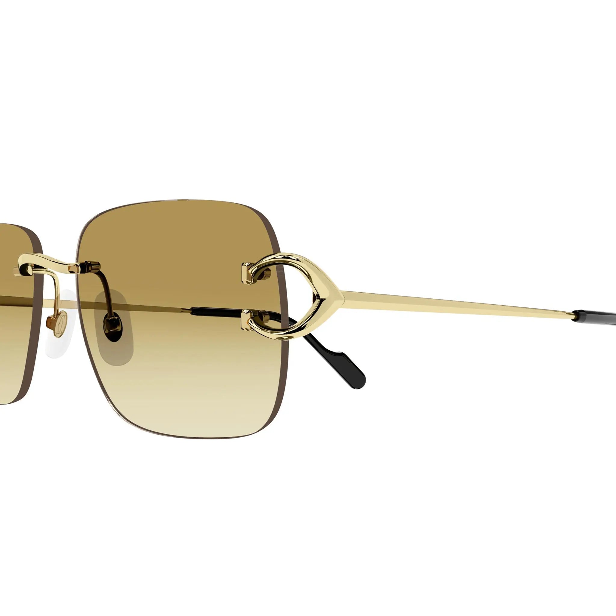 Detailed View of Cartier Eyewear CT0330S-003 Gold Rimless Sunglasses