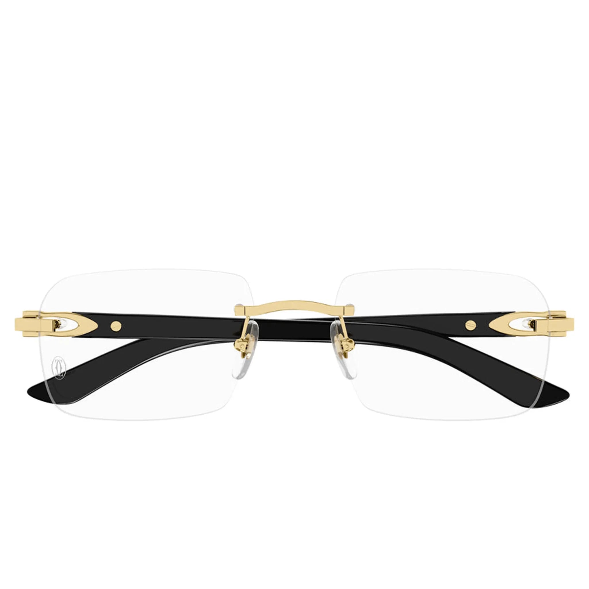 Front View of Cartier Eyewear CT0453O-002 Transparent White Gold Rimless Sunglasses
