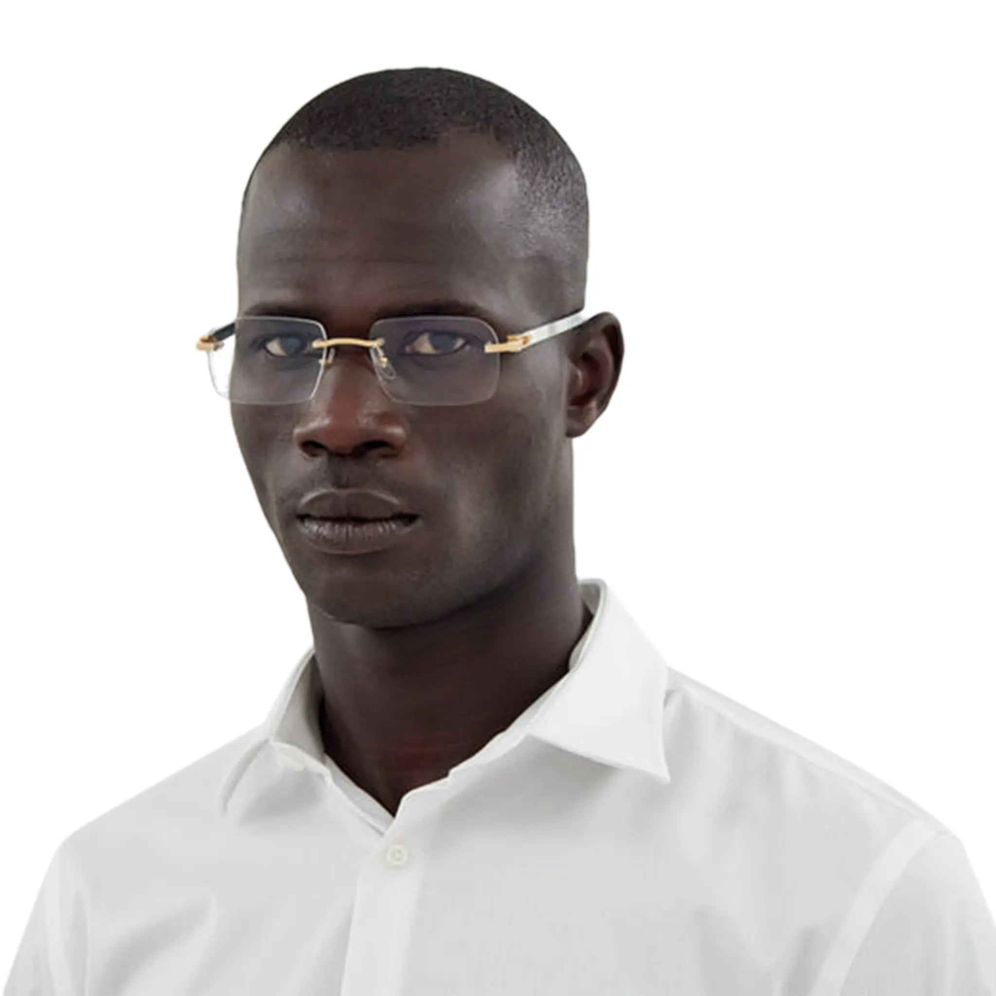 Front Side View of Cartier Eyewear CT0453O-002 Transparent White Gold Rimless Sunglasses