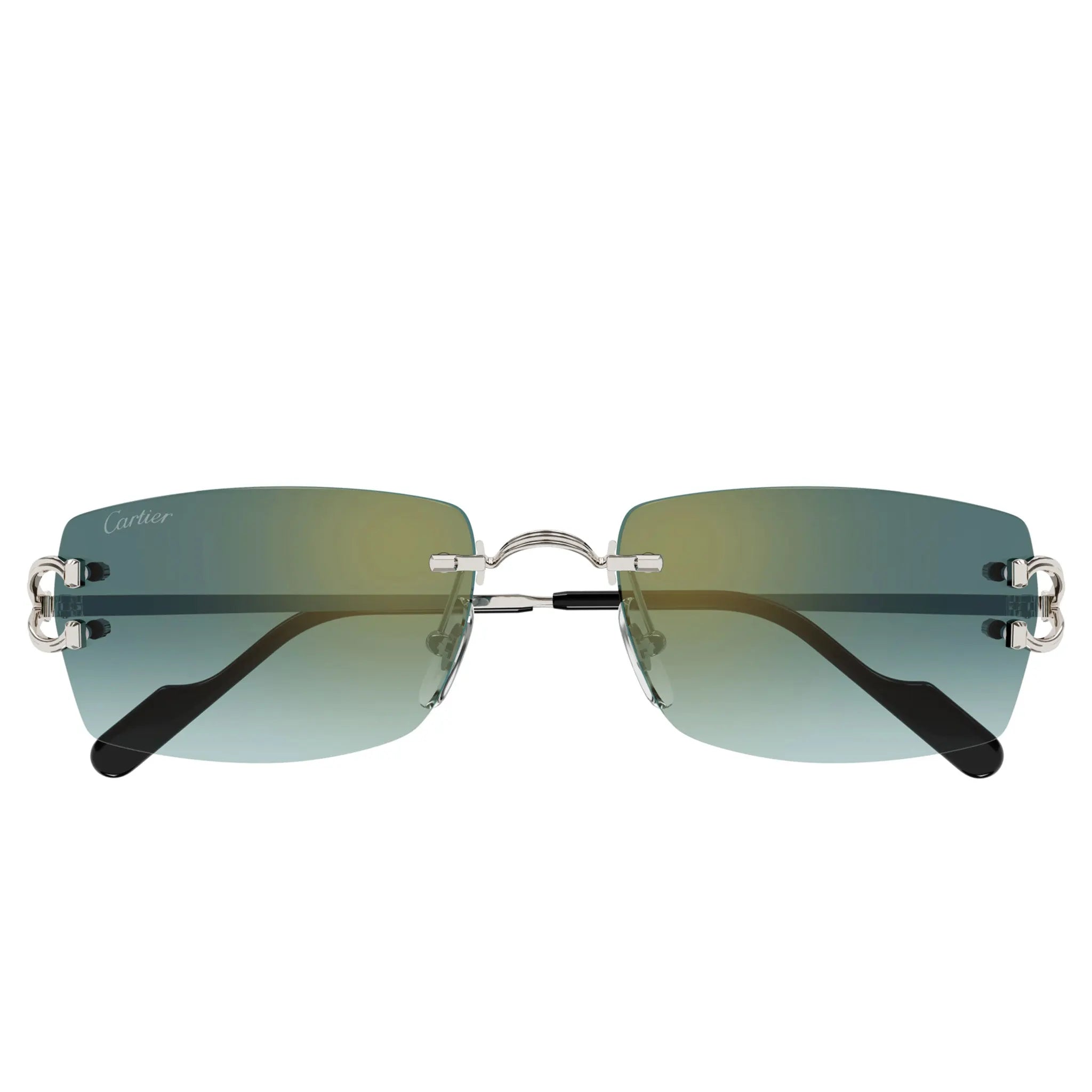 Front View of Cartier Eyewear CT0550S-004 Green Turquoise Rimless Sunglasses