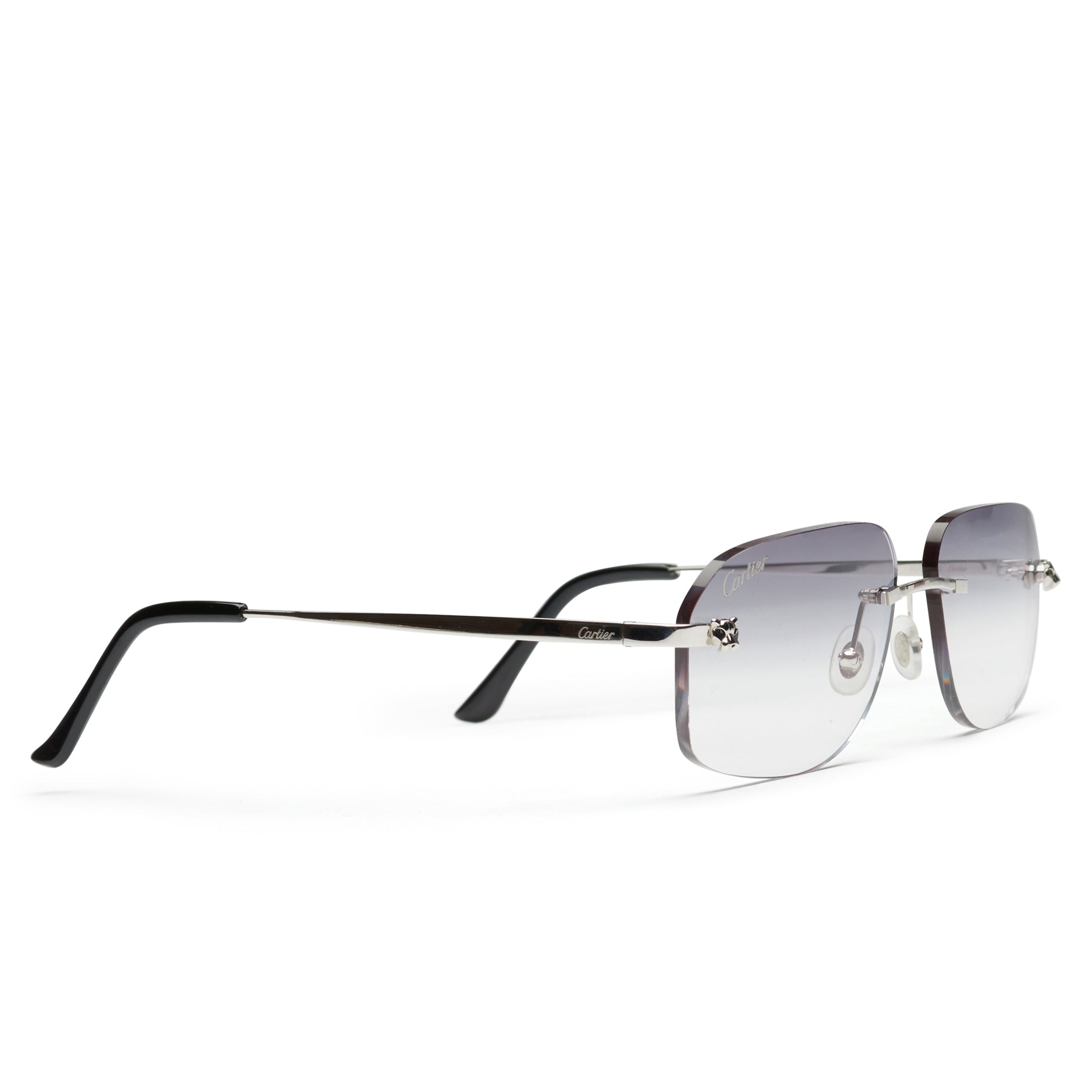 Front side view of Cartier Eyewear Custom CT0148O-002 Panthere De Cartier Rimless Sunglasses