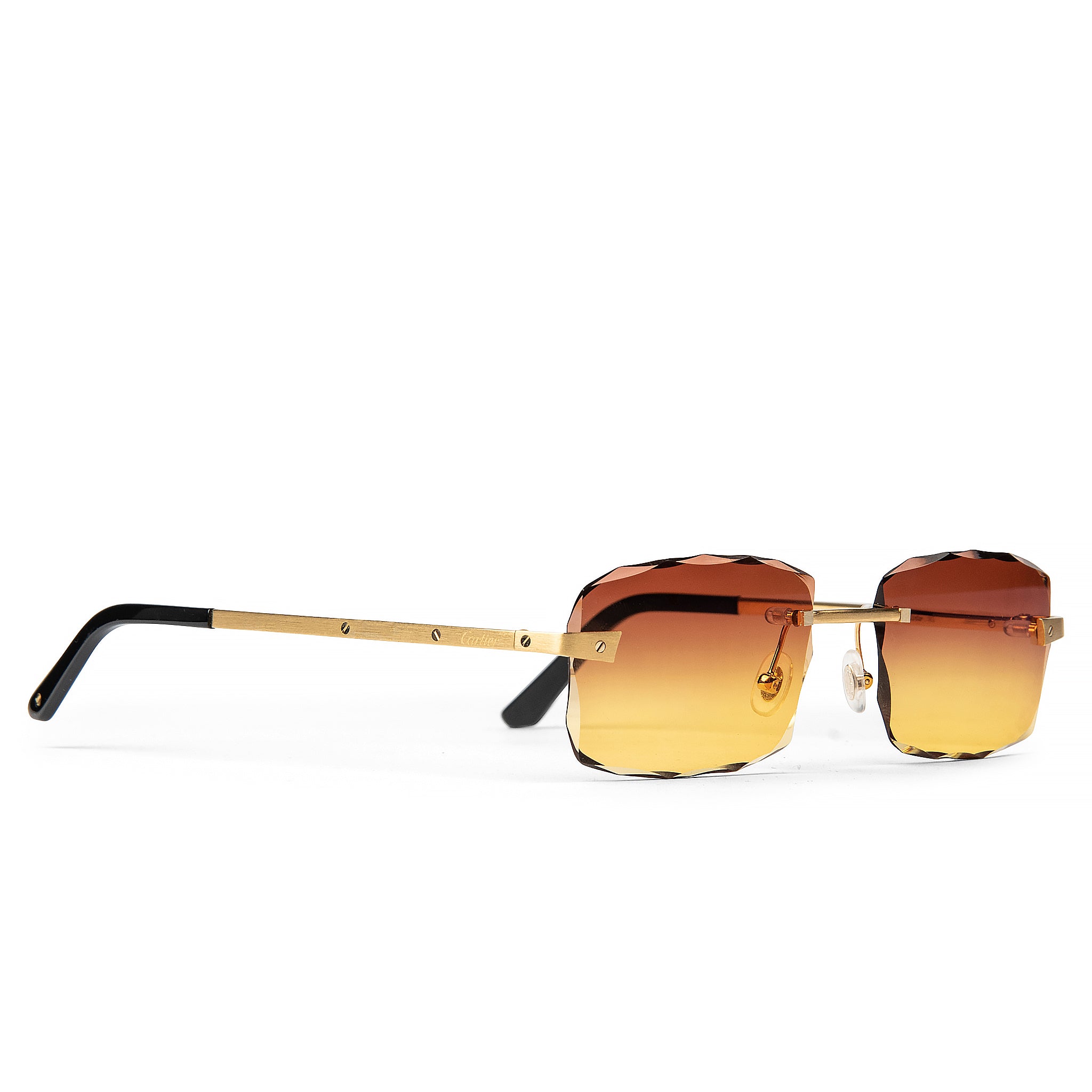 Image of Cartier Eyewear Custom CT0167O-004 Santos De Cartier Rimless Sunglasses