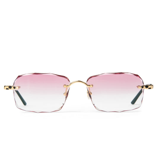 Cartier Eyewear Custom CT0309O-001 Panthère Gold Pink Rimless Sunglasses