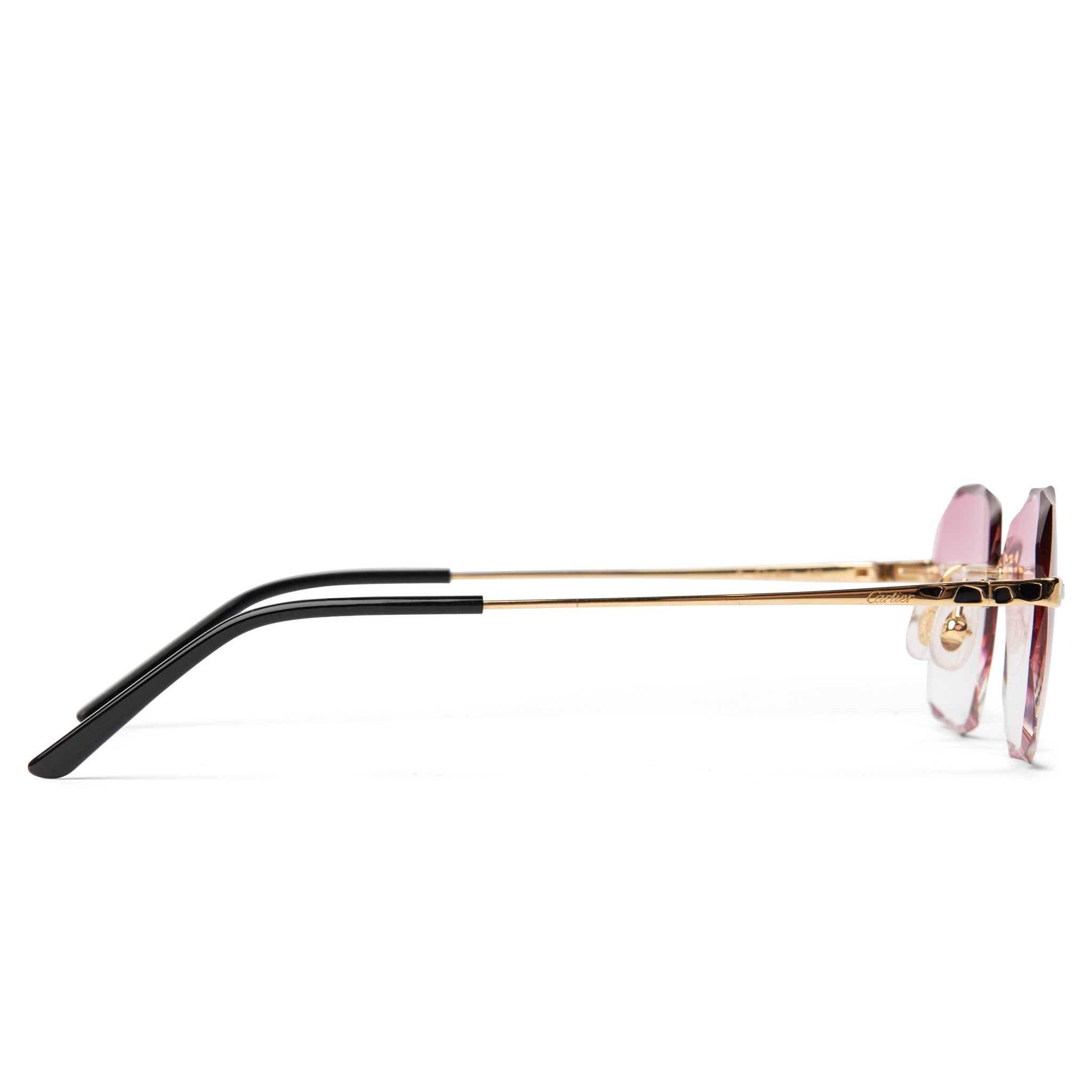 Image of Cartier Eyewear Custom CT0309O-001 Panthère Gold Pink Rimless Sunglasses