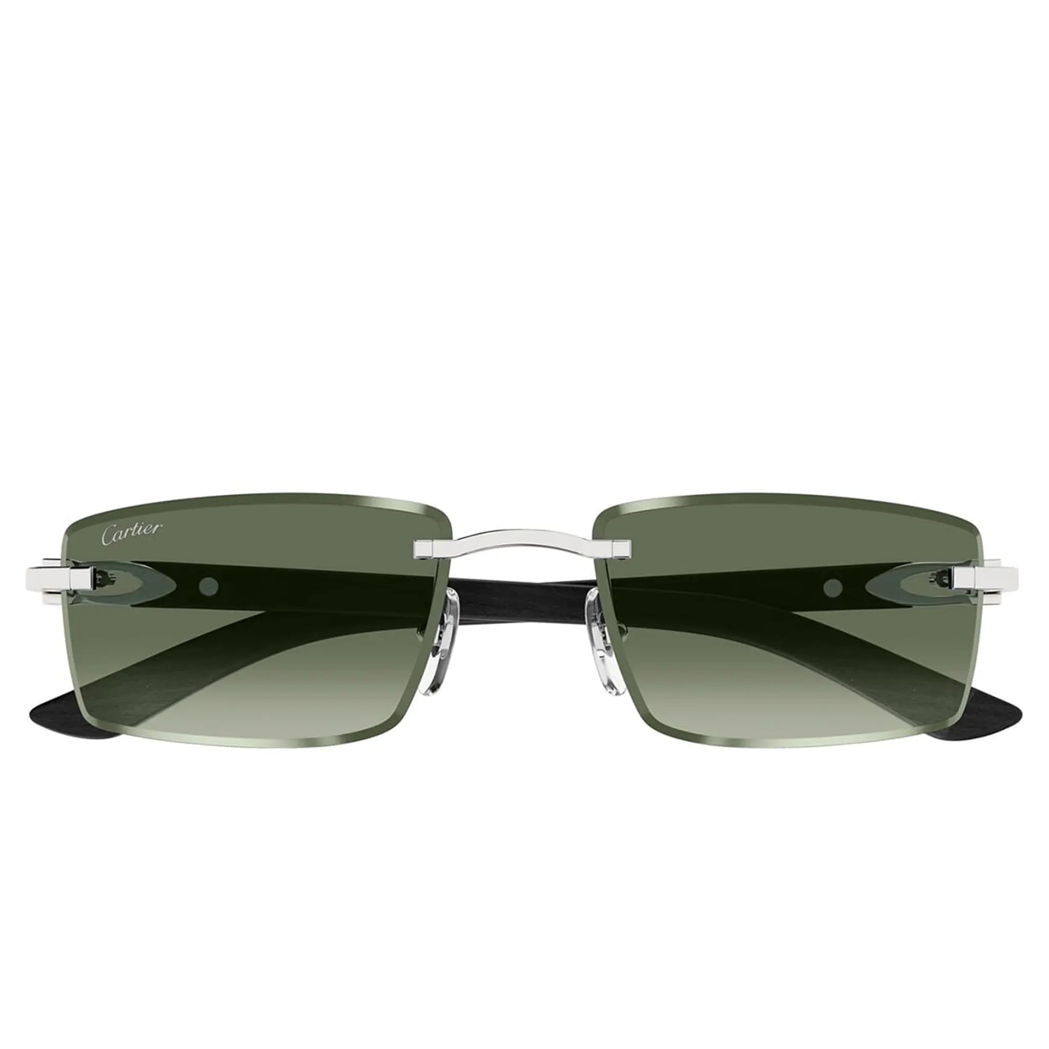 Front View of Cartier Eyewear Decor C De CT0582S-005 Green Rimless Sunglasses
