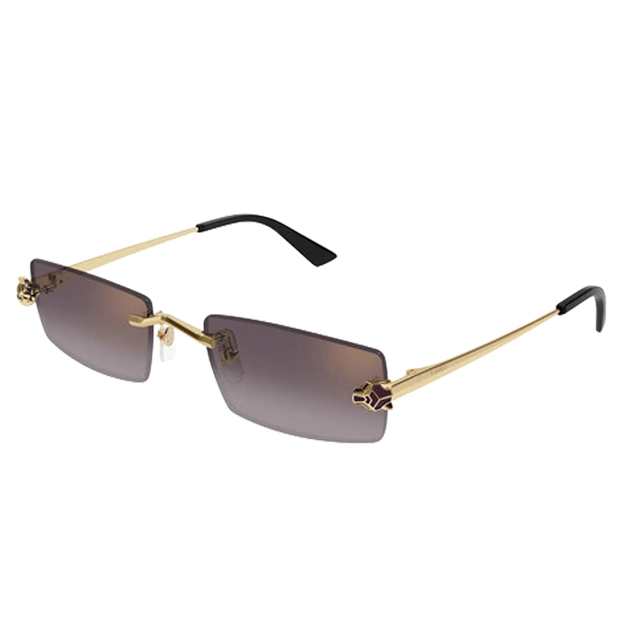 Front Side View Cartier Eyewear Panthere CT0598S-005 Violet Gradient Rimless Sunglasses