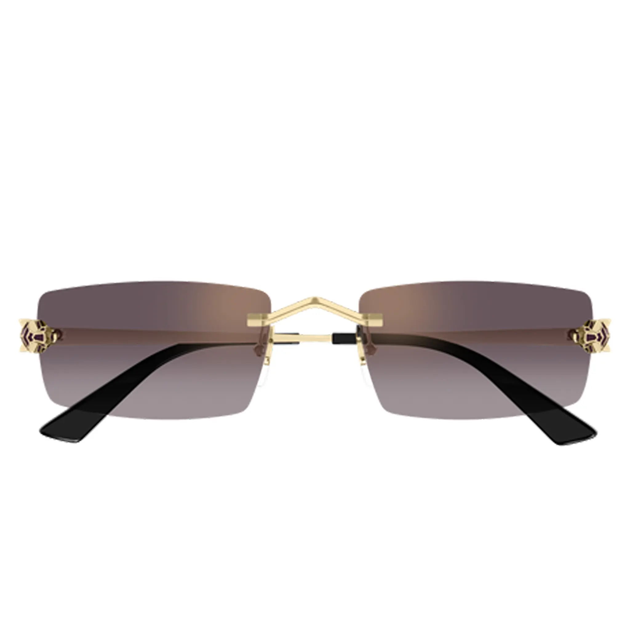 Front View of Cartier Eyewear Panthere CT0598S-005 Violet Gradient Rimless Sunglasses