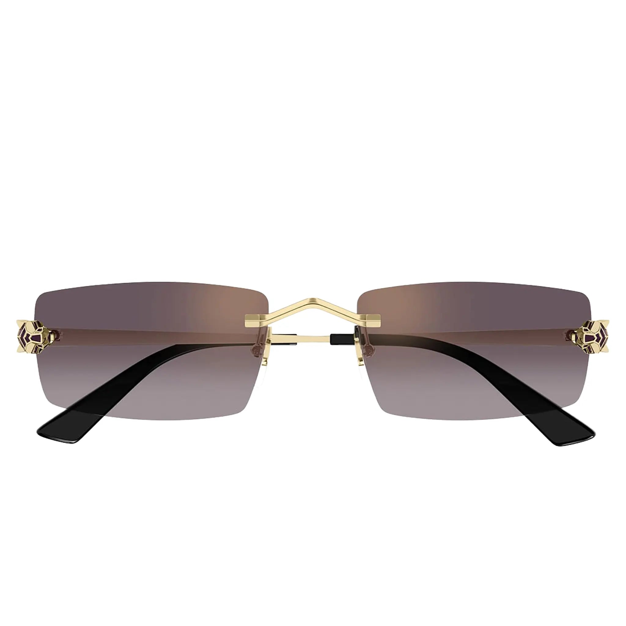 Front View Cartier Eyewear Panthere CT0598S-005 Violet Gradient Rimless Sunglasses