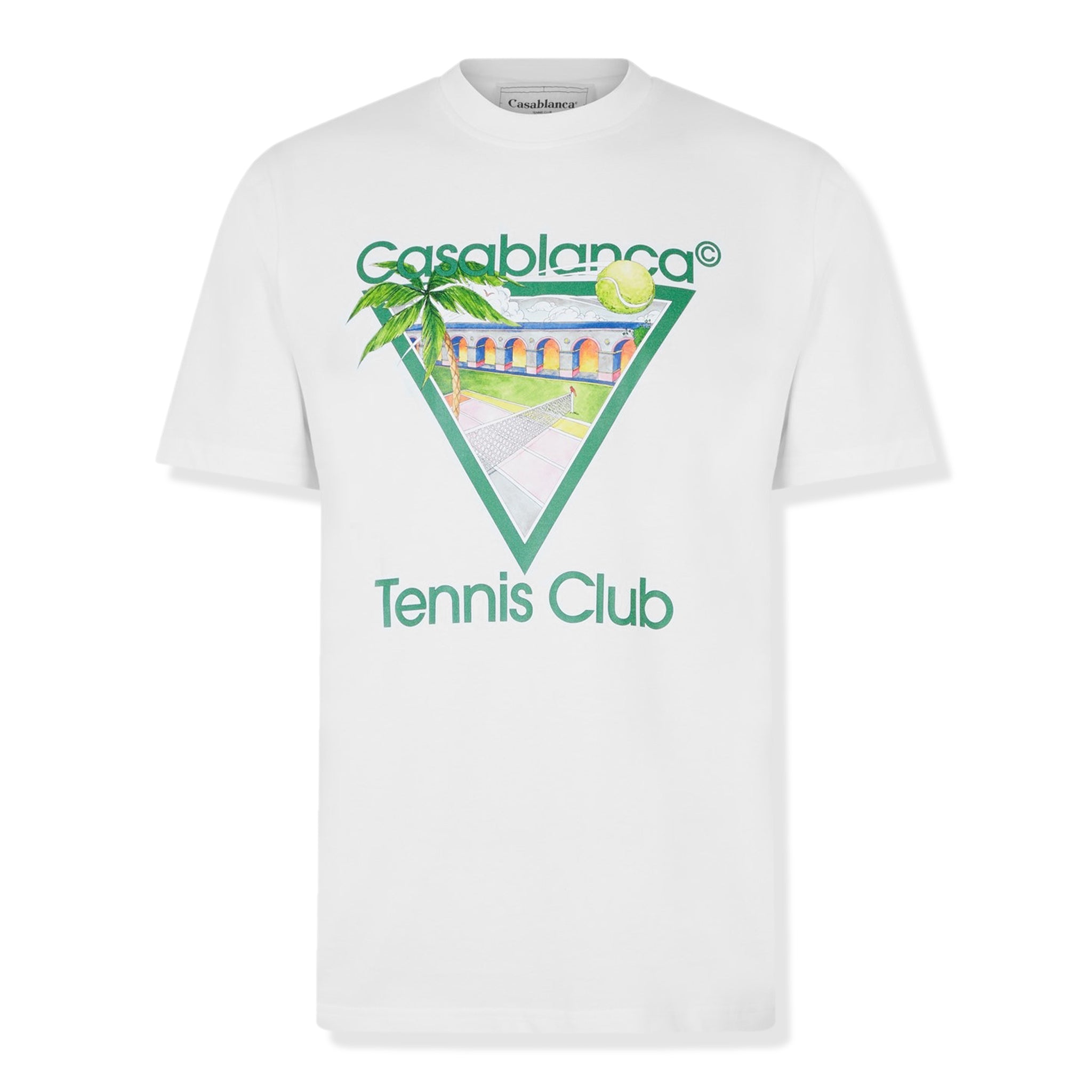 Front view of Casablanca Casa Tennis Club White T Shirt MF23-JTS-001-43-EX
