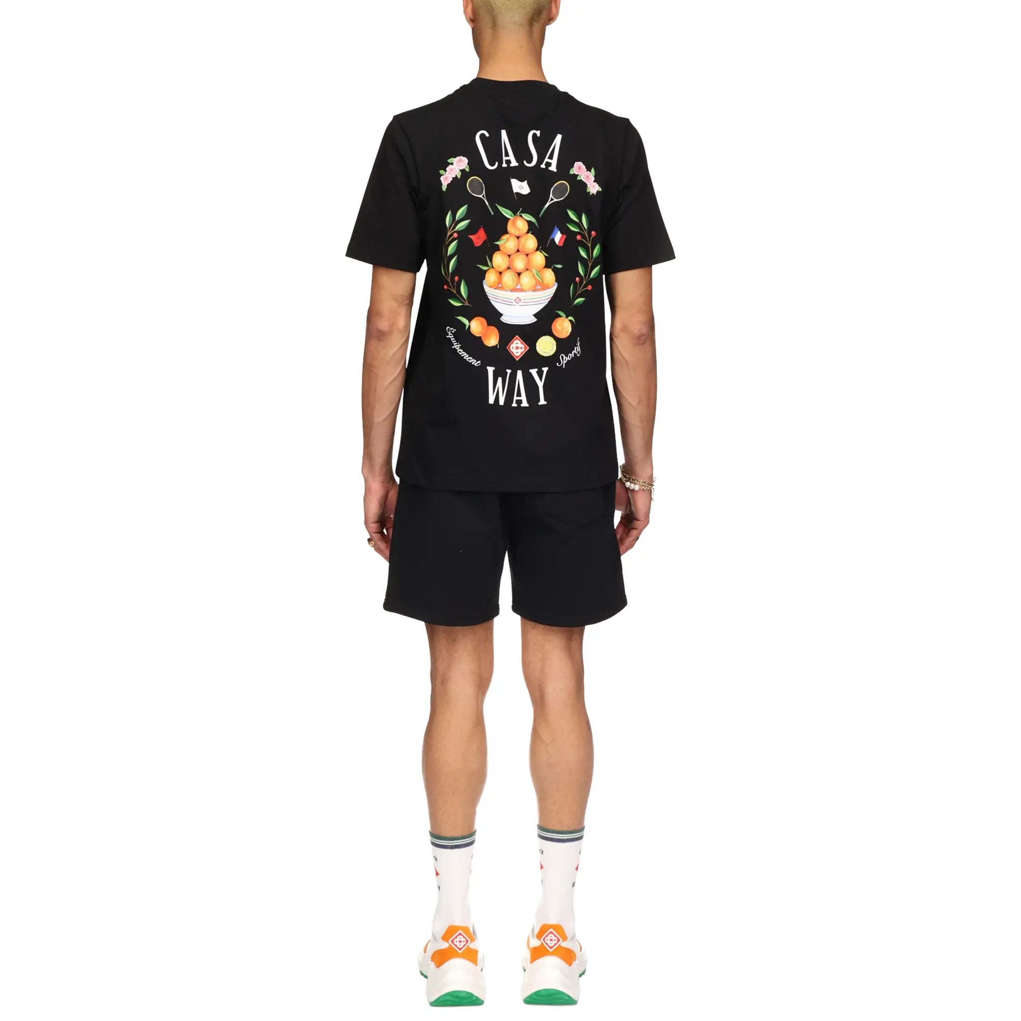 Back View of Casablanca Casa Way Black Shorts MPS24-JTR-003-04