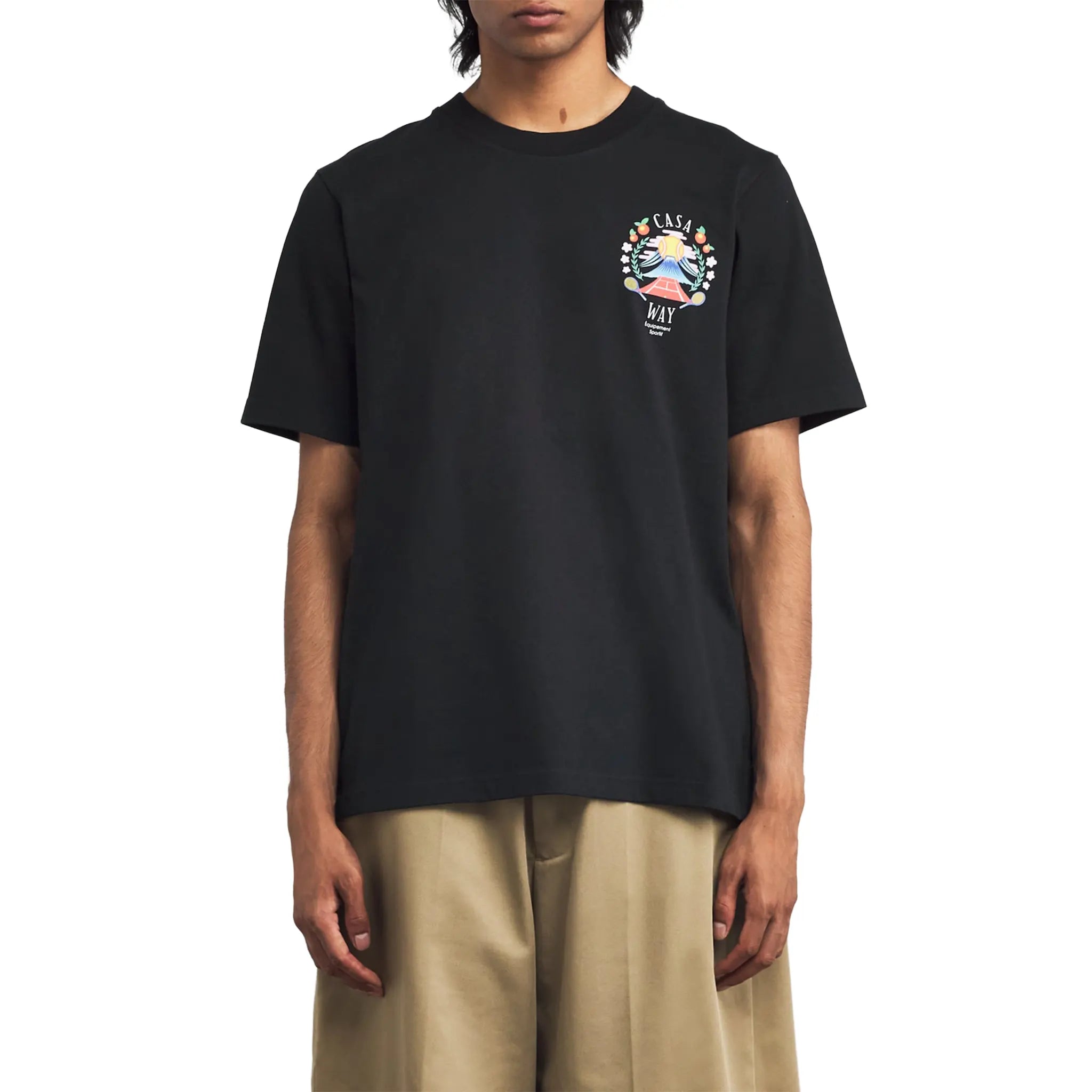 Front View of Casablanca Casaway Mountain Black T-Shirt