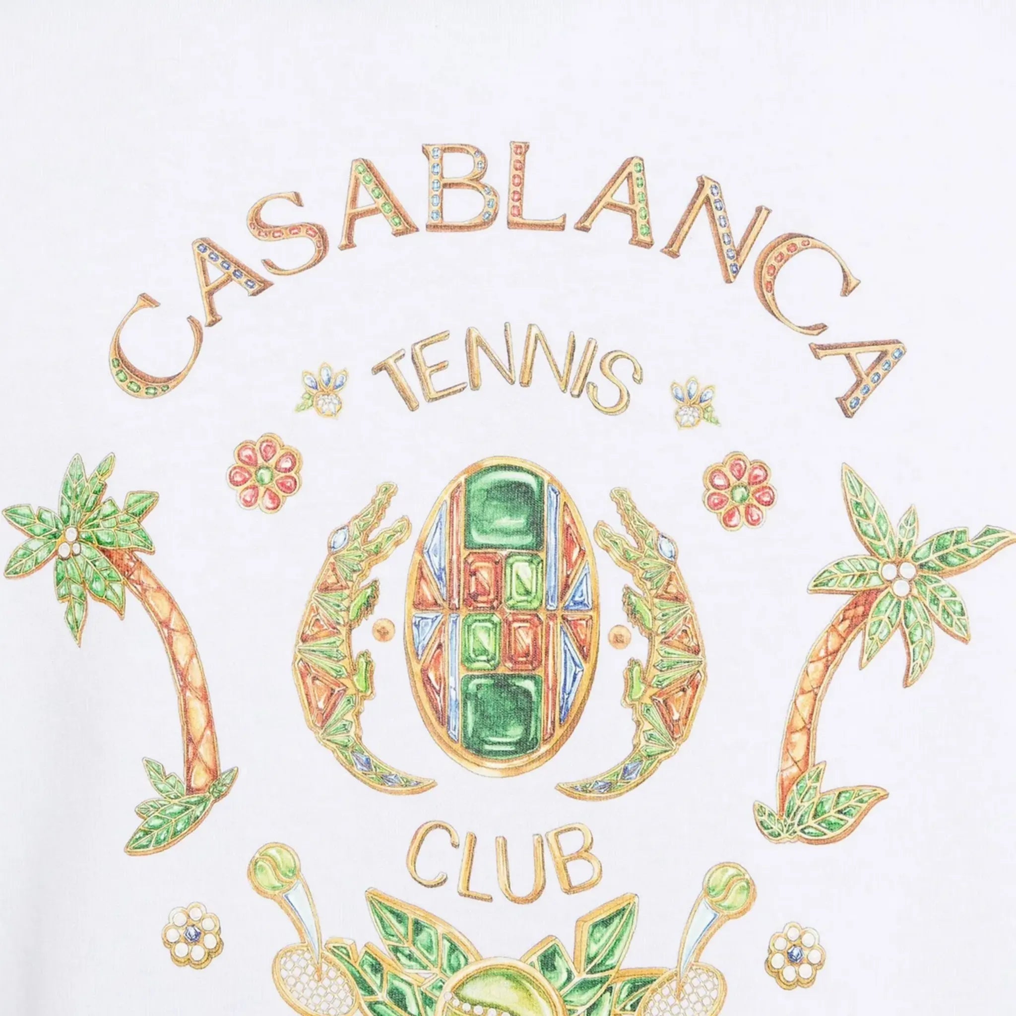 Detailed View of Casablanca Joyaux D'Afrique Tennis Club White T-Shirt MS24-JTS-001-05