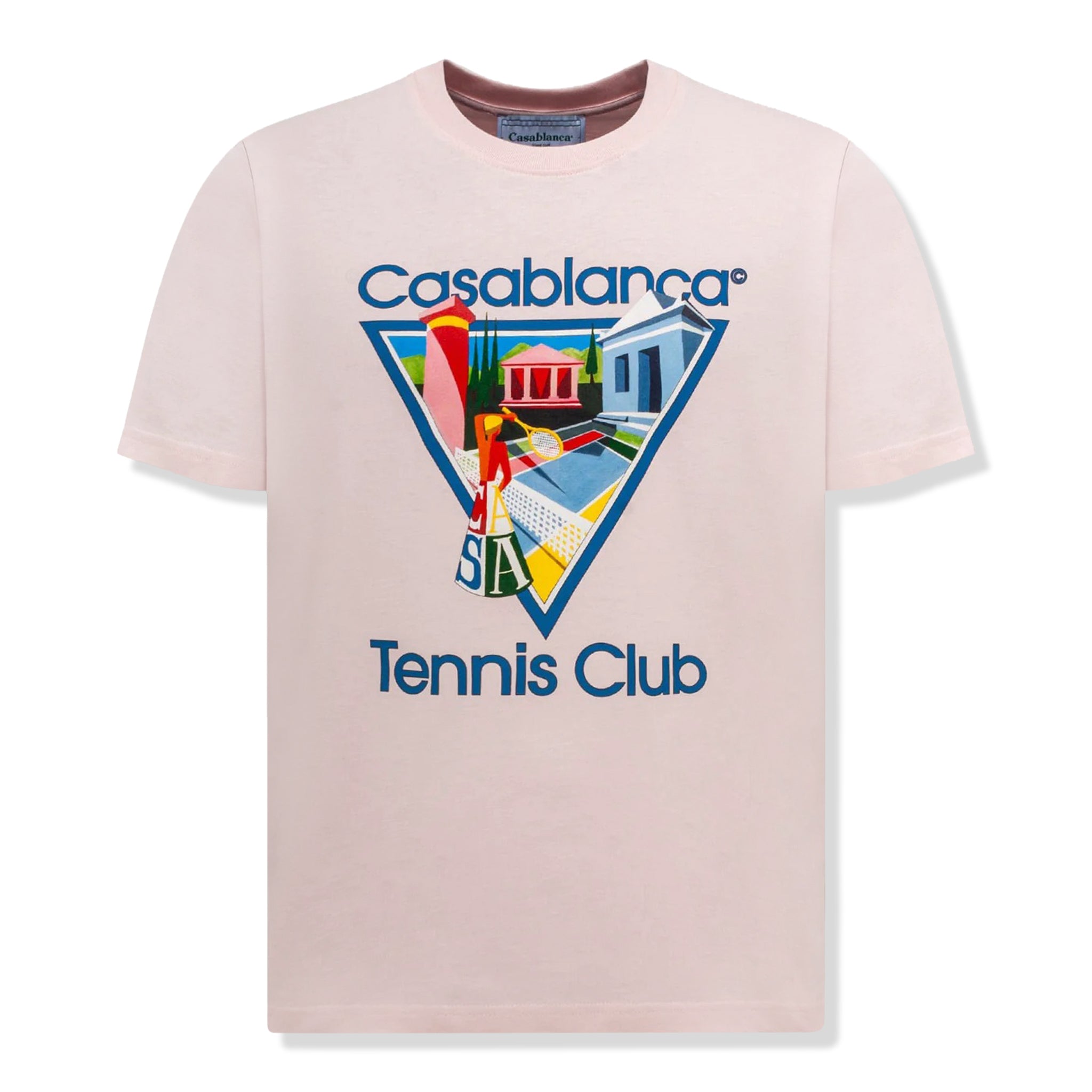 front view of casablanca la joueuse t shirt pink mf23-jts-001-24