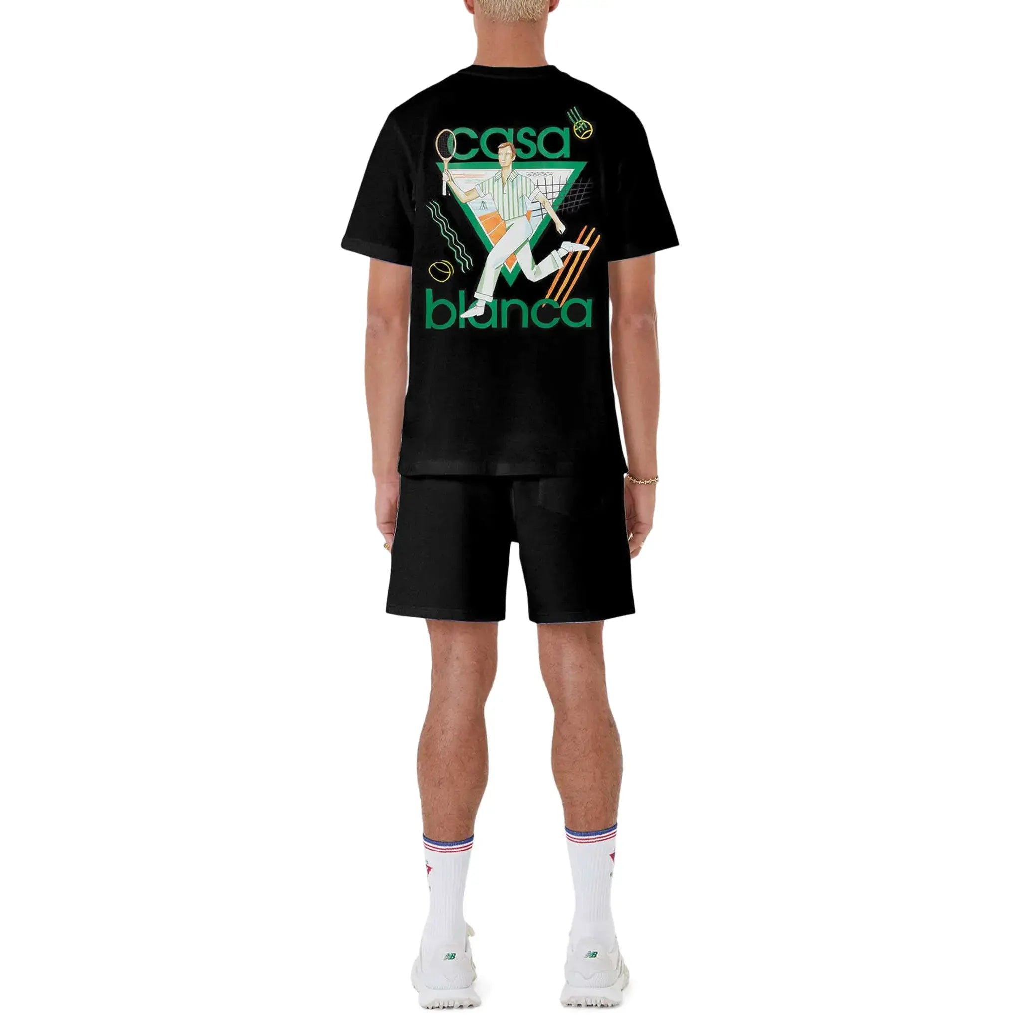 Model Back view of Casablanca Le Jeu Black T Shirt UMPS24JTS00103