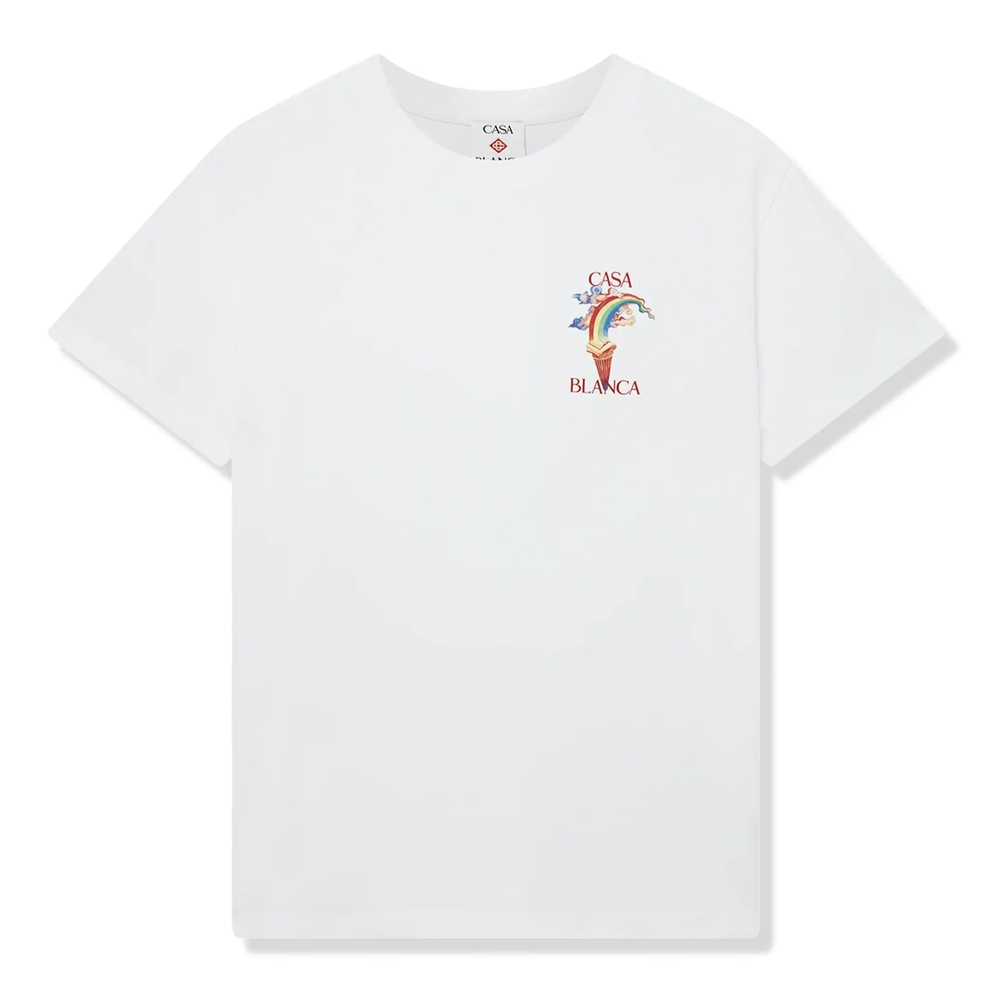 Front View of Casablanca Nature's Teacher Printed White T-Shirt WPS25-JTS-020-02