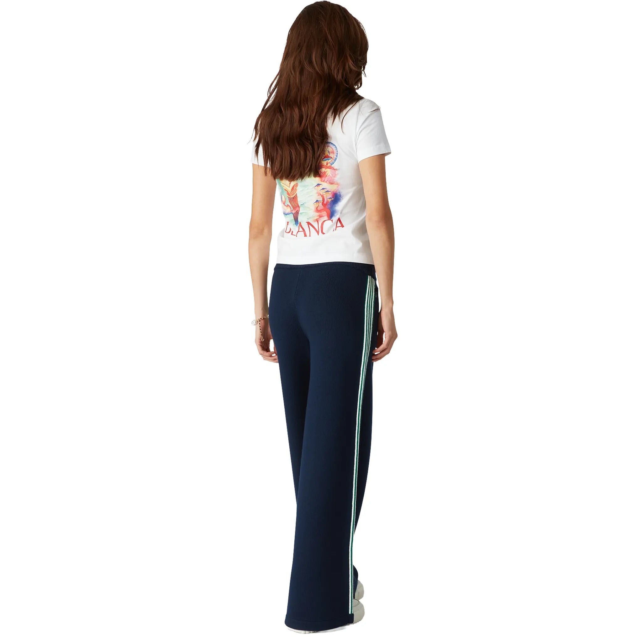 Front Side View of Casablanca Nature's Teacher Printed White T-Shirt WPS25-JTS-020-02