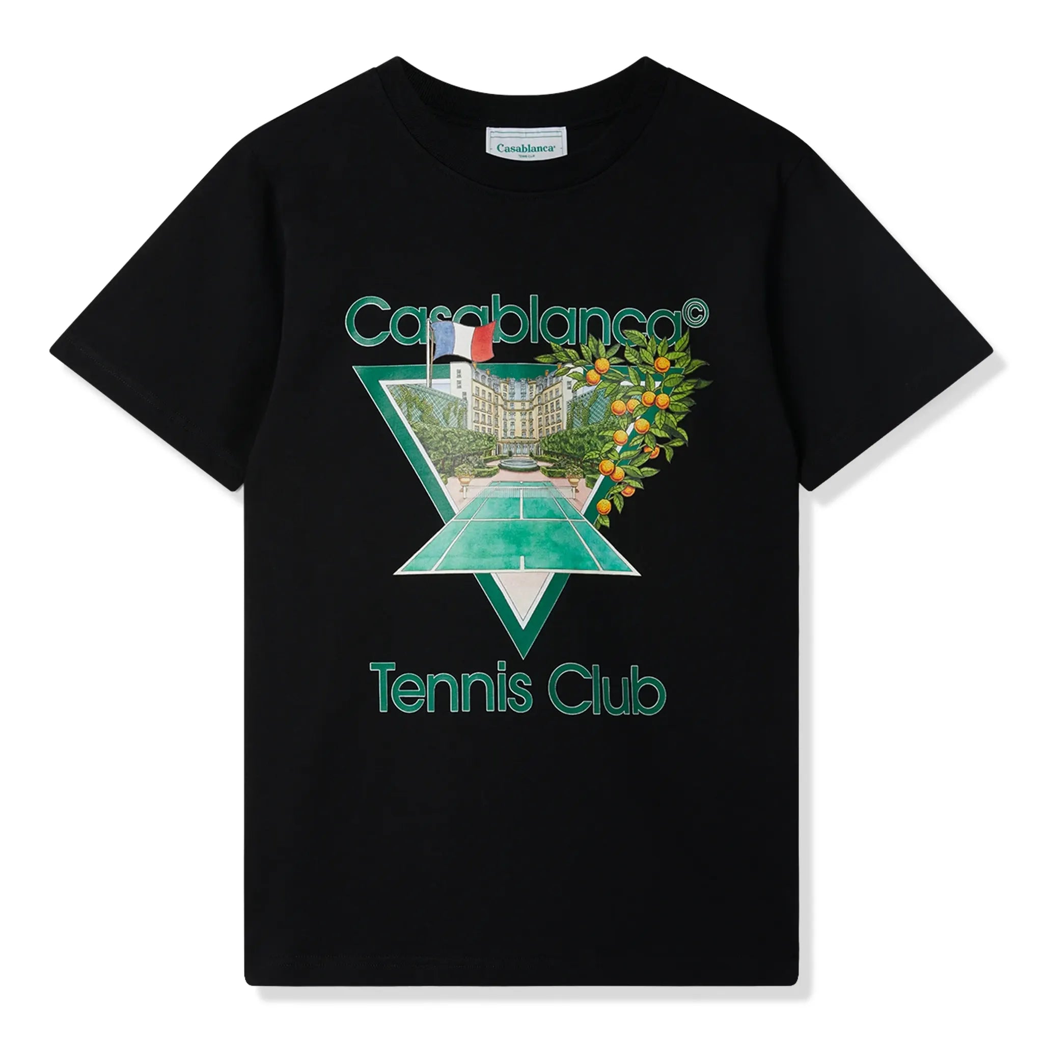 Front View of Casablanca Tennis Club Icon Black T-Shirt